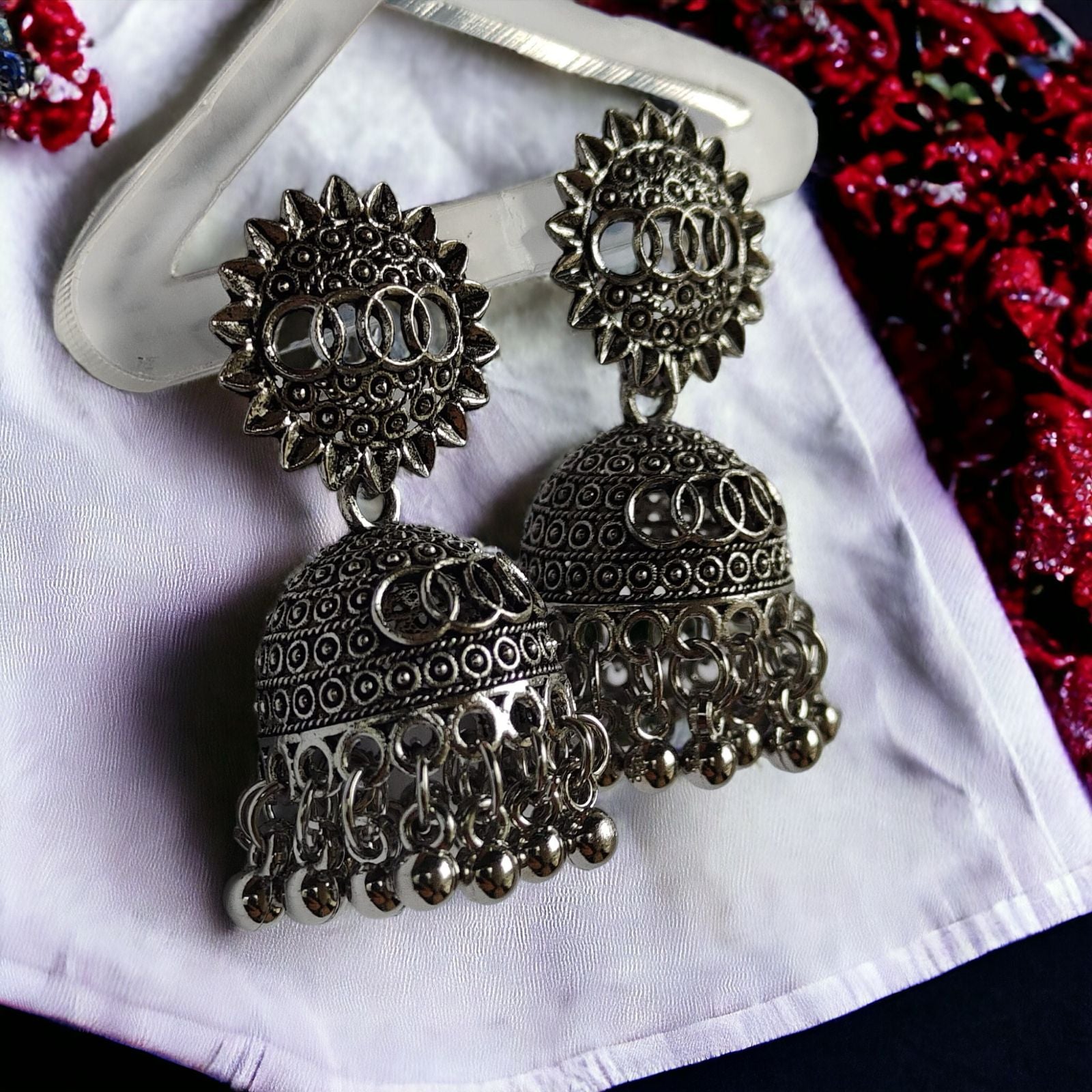 Oxidised Bohemian Indian Asian Bridal Boho Jhumkis
