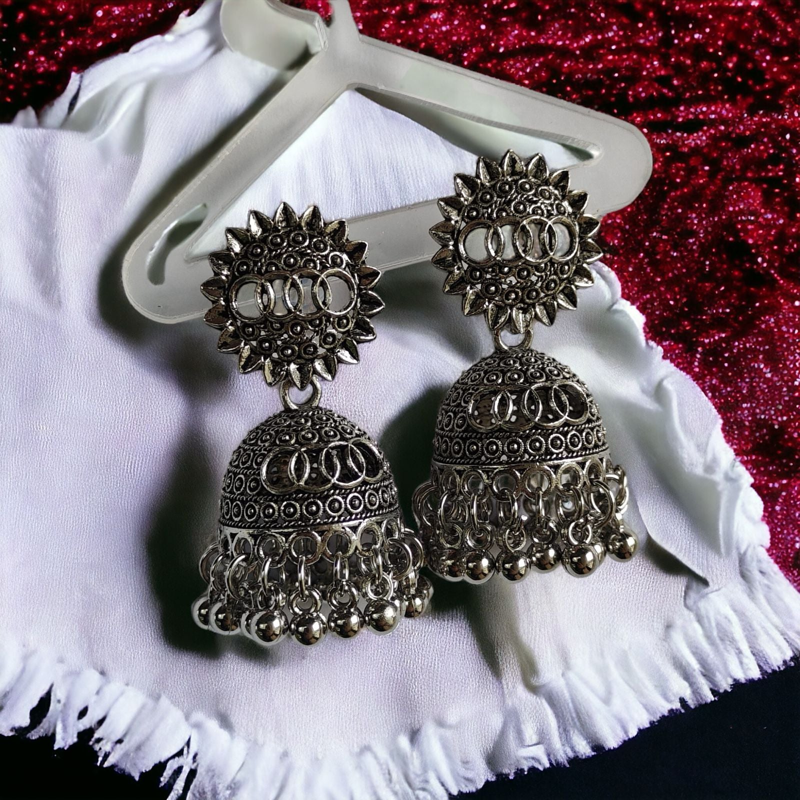 Oxidised Bohemian Indian Asian Bridal Boho Jhumkis