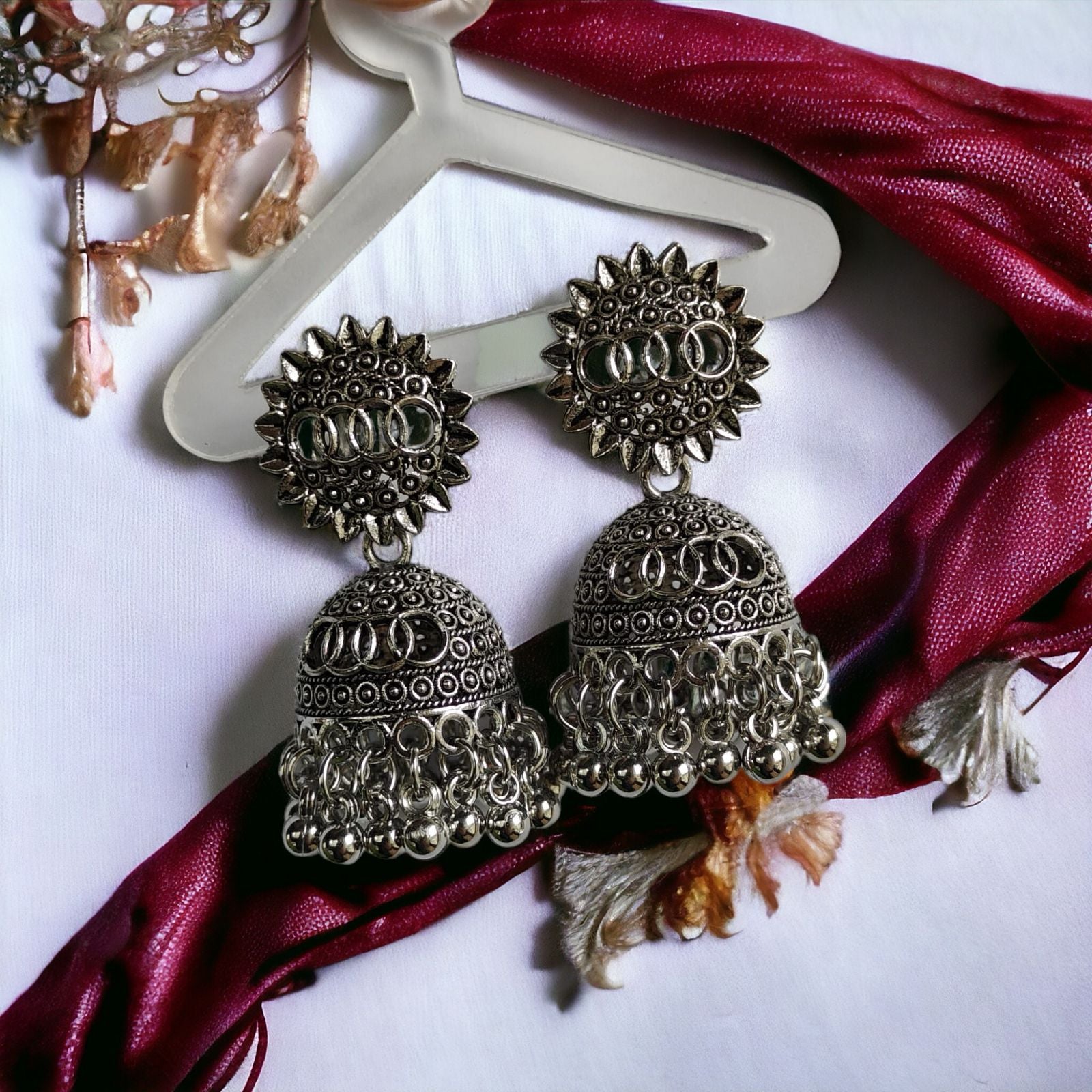 Oxidised Bohemian Indian Asian Bridal Boho Jhumkis