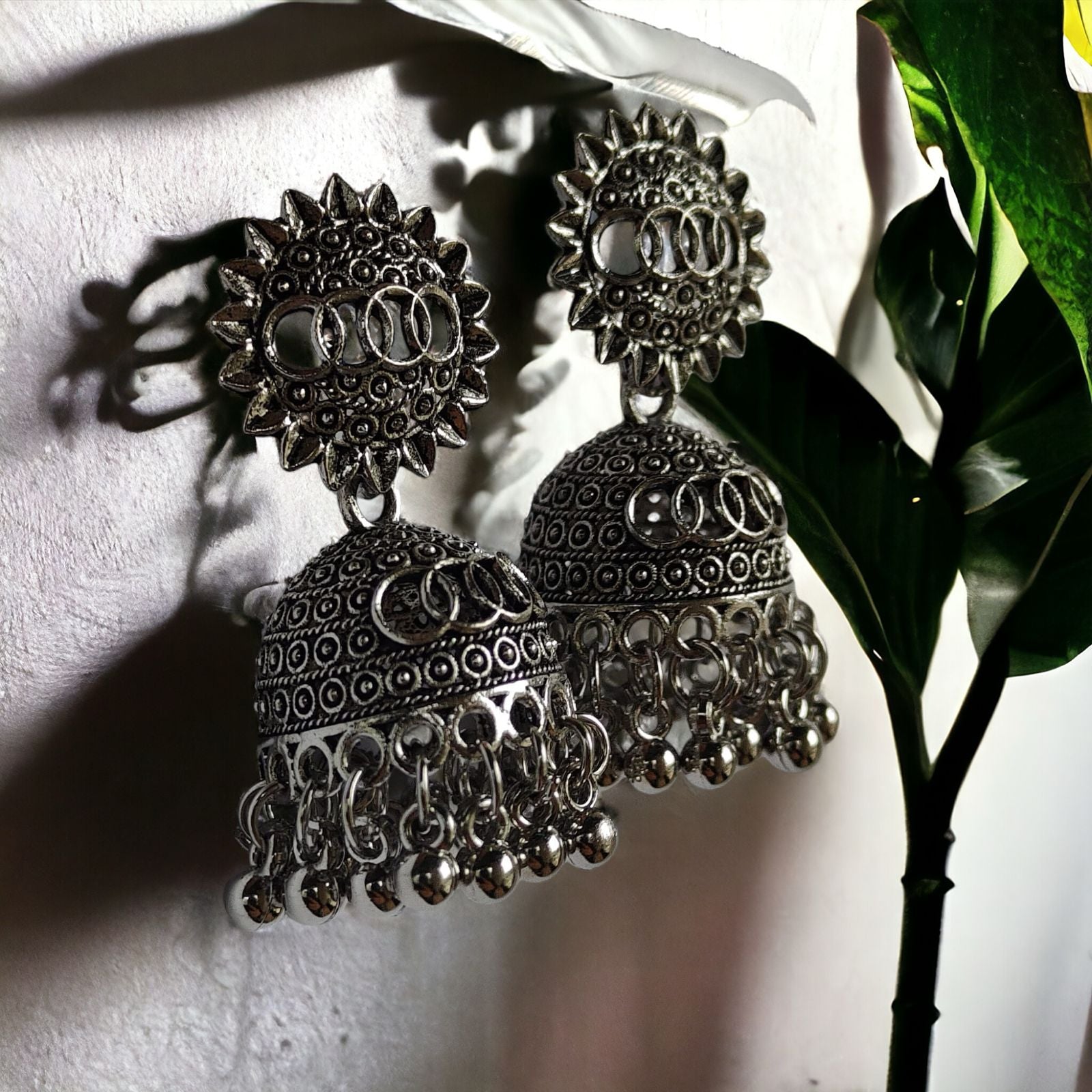 Oxidised Bohemian Indian Asian Bridal Boho Jhumkis