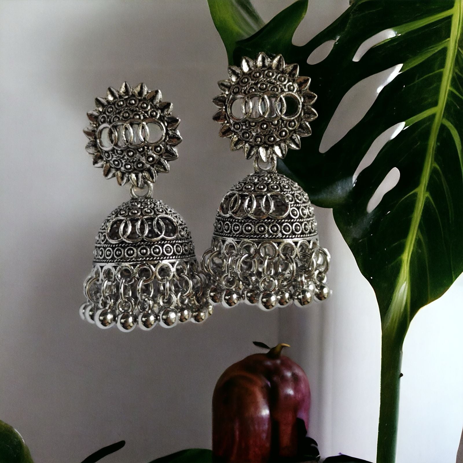 Oxidised Bohemian Indian Asian Bridal Boho Jhumkis