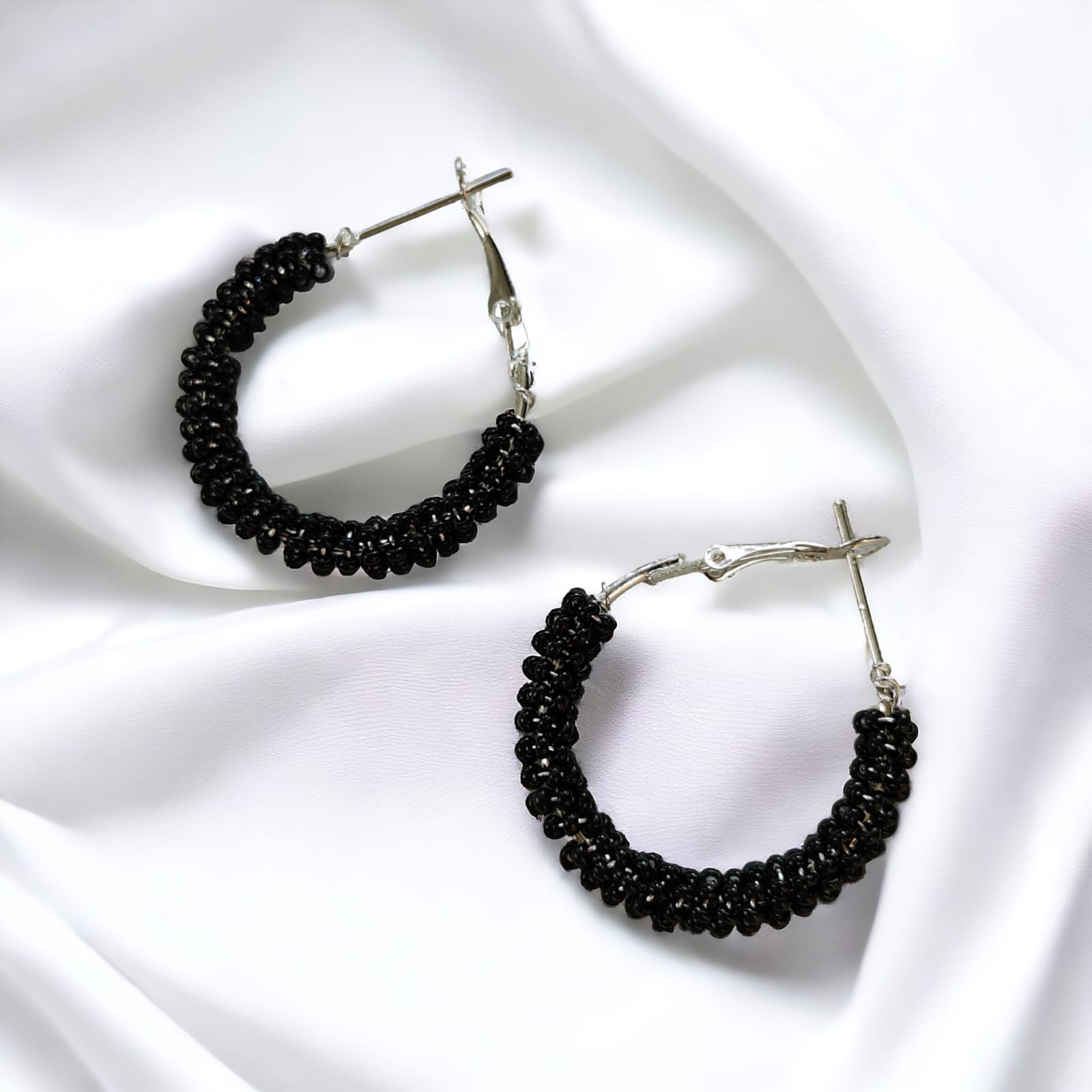 Large Bead Braided Summer Dainty Boho Huggie Asian Hoop Earrings