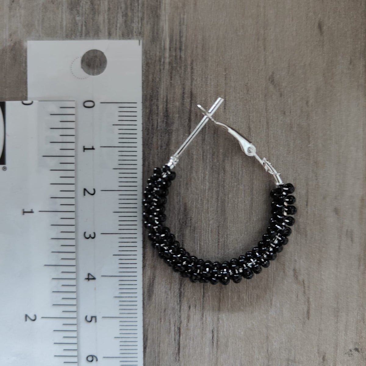 Large Bead Braided Summer Dainty Boho Huggie Asian Hoop Earrings (Close-up Detail) | The Colourful Aura