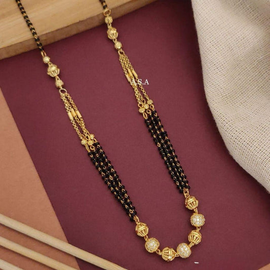 Gold Black Beaded Indian Asian Nazar Mangalsutra Choker Necklace