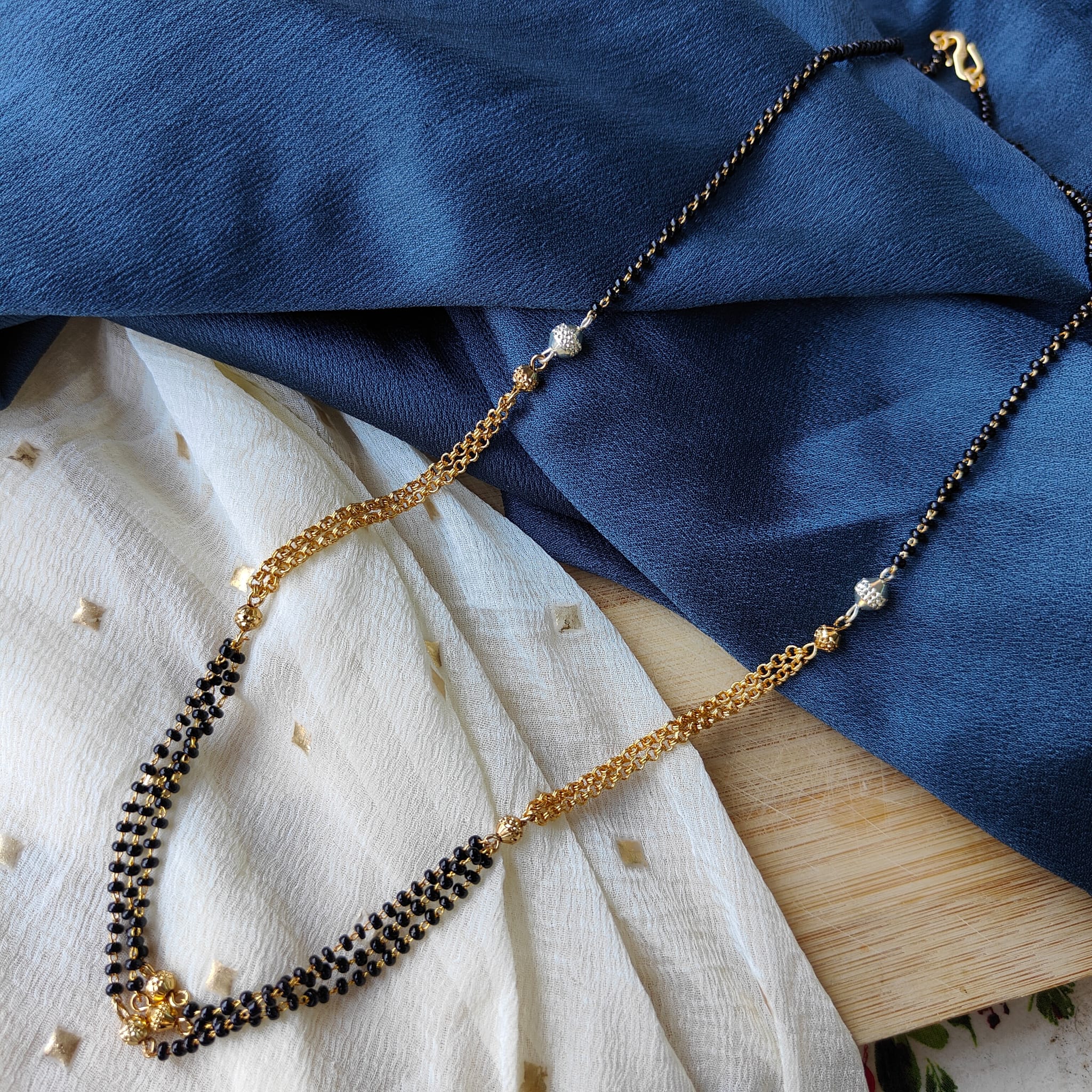 Gold Black Beaded Indian Asian Nazar Mangalsutra Choker Necklace
