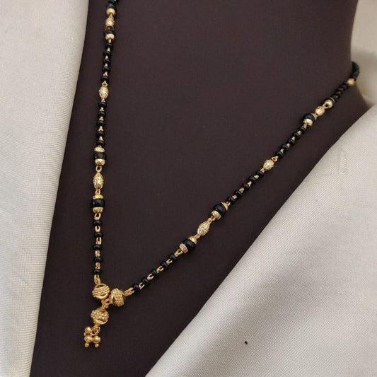 Gold Black Beaded Indian Asian Nazar Mangalsutra Choker Necklace