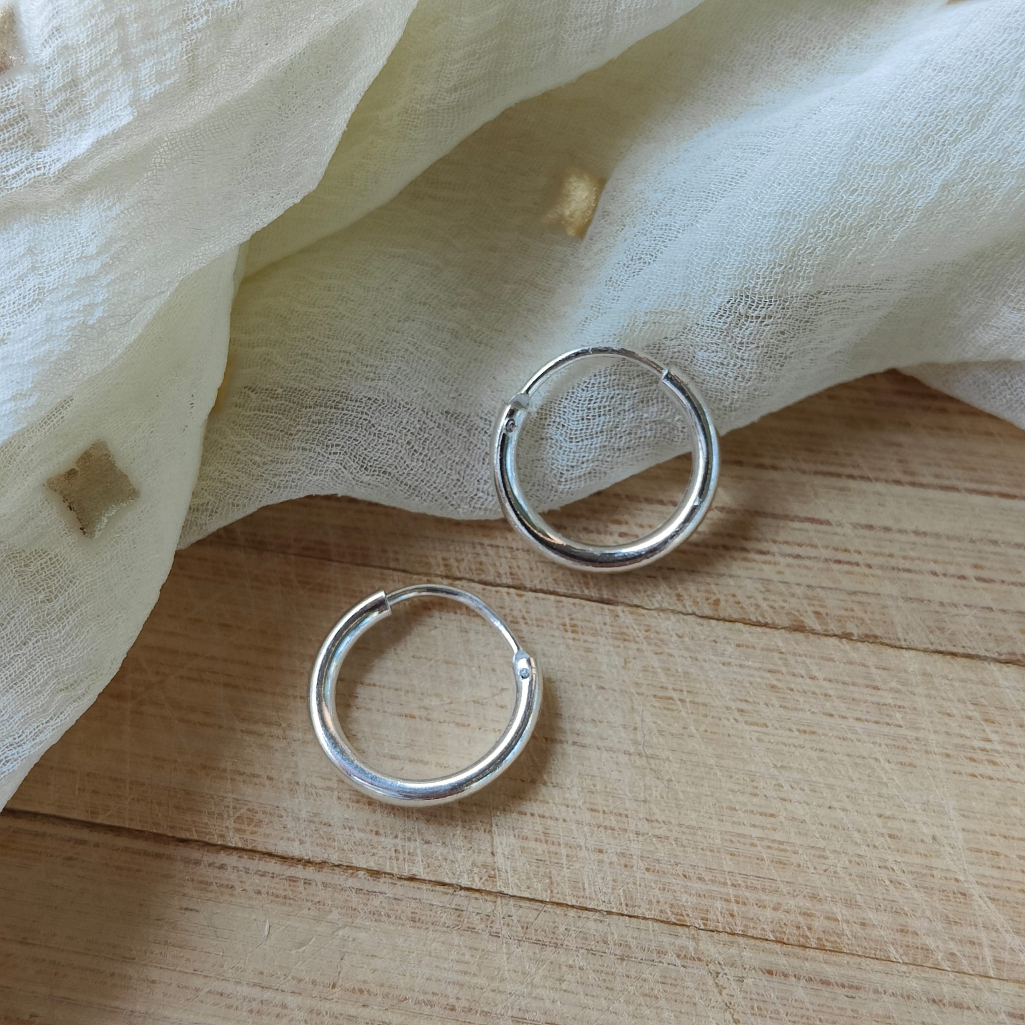 Pure Silver  Slim Solid Bali Lightweight Dainty Unisex Punk Hoop Earring