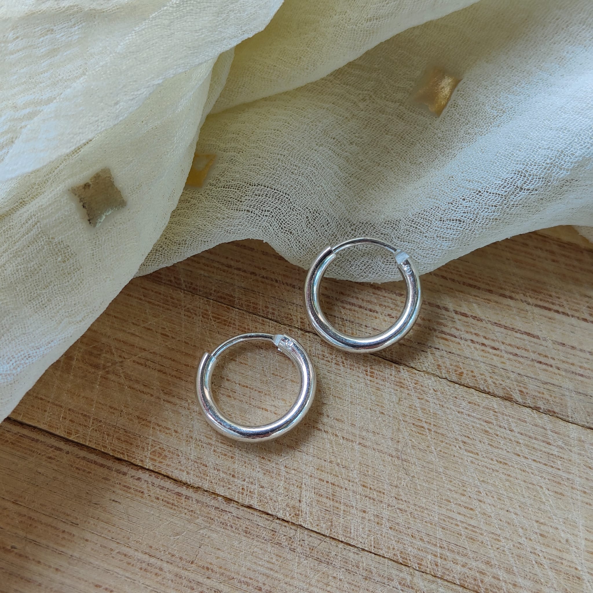 Pure Silver  Slim Solid Bali Lightweight Dainty Unisex Punk Hoop Earring