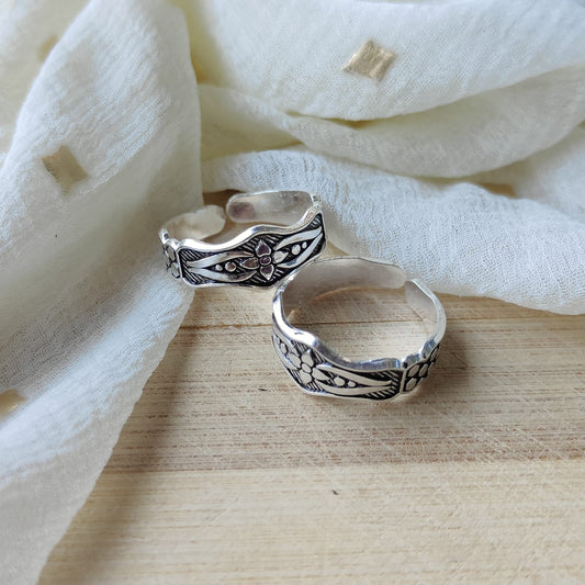 Adjustable Silver Midi Band Dainty Zehen Hippie Band Toe Ring Set