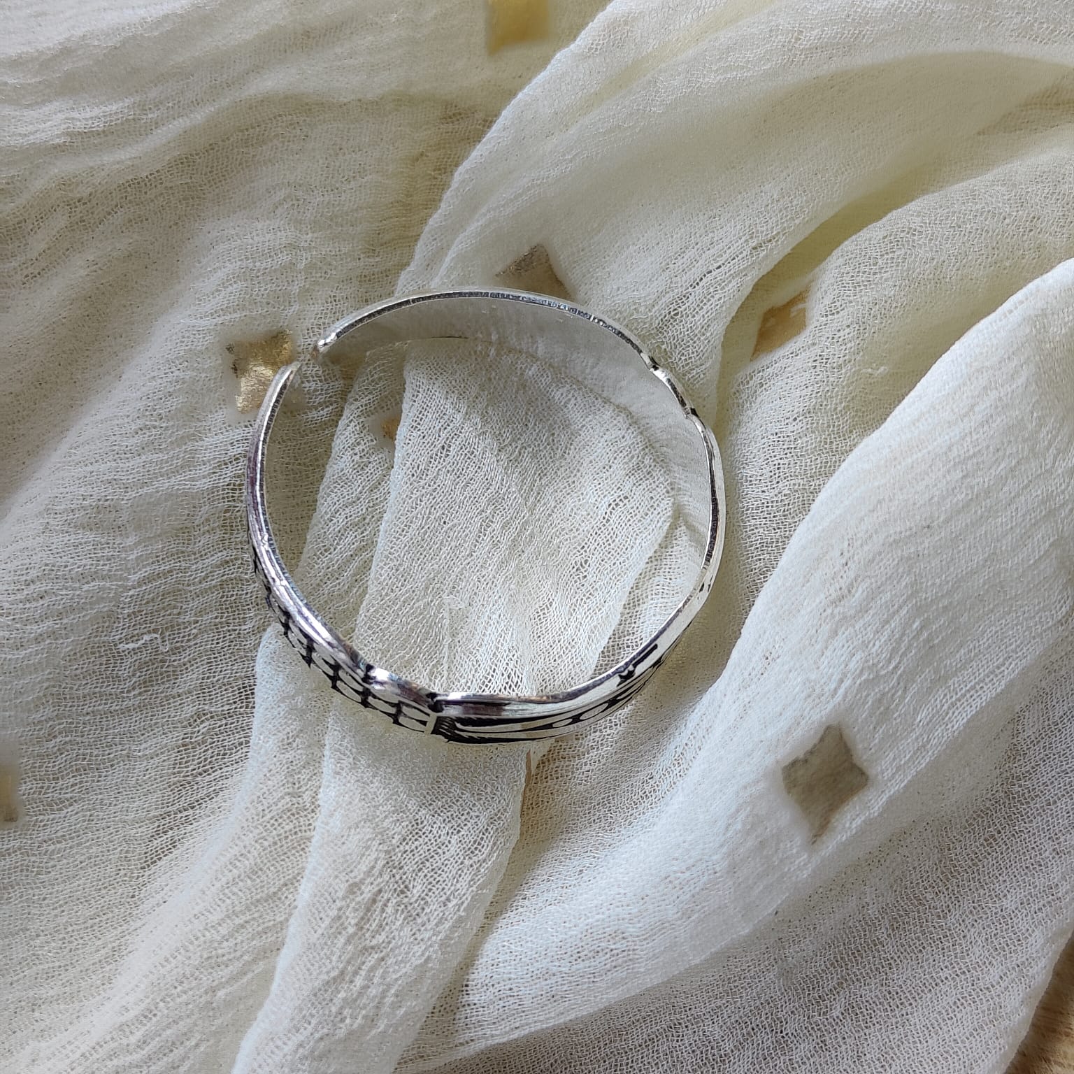 Black Silver Hippie Floral Midi Band Tribal Thumb Ring