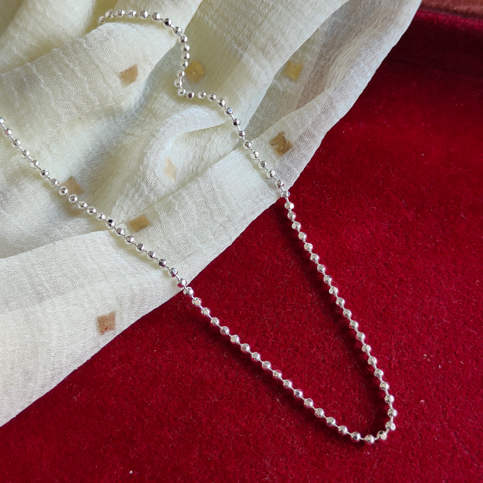 925 Silver Silver Ball Slim Thin Payal Anklet