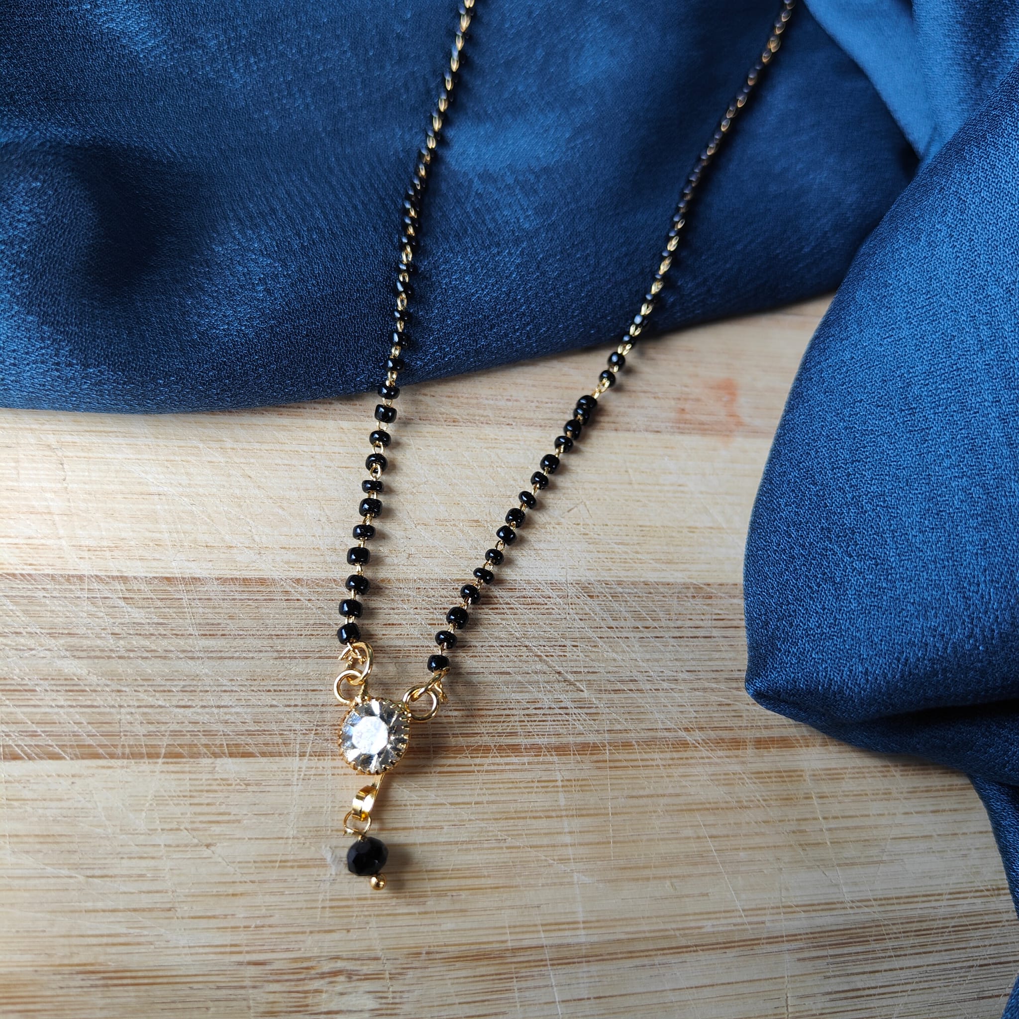 Black Beaded Indian Asian Nazar Mangalsutra Choker Necklace