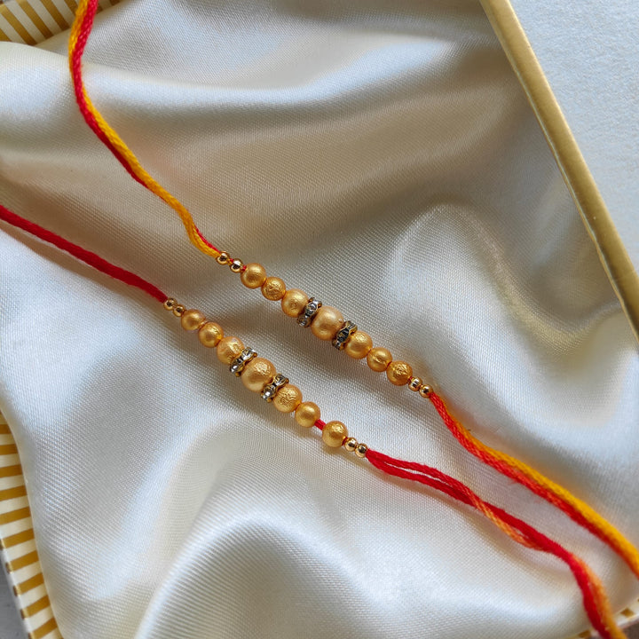 Golden Yellow  Threaded Beaded Rakhi for Brother Raksha Bandhan