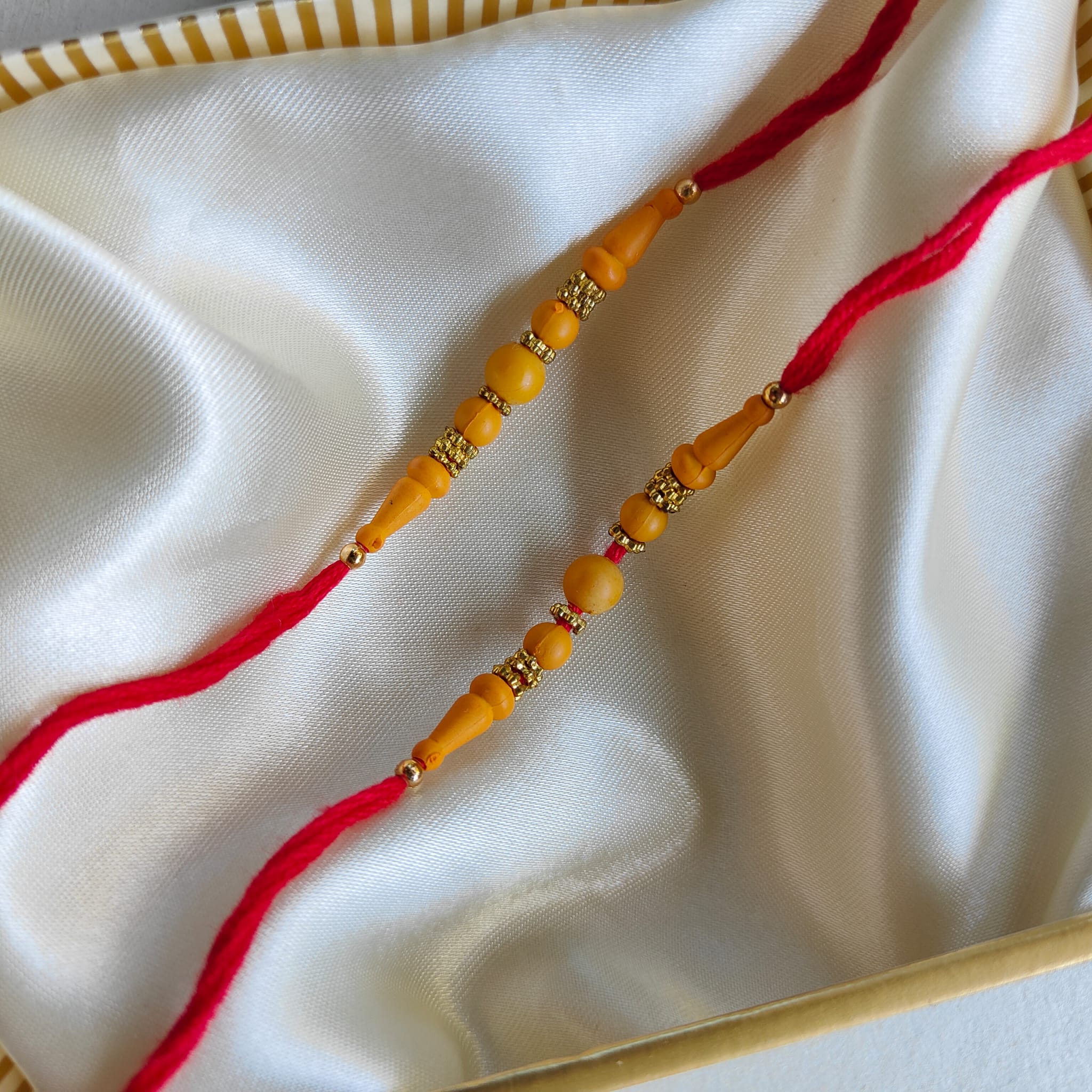 Orange Beaded Rakhi for Brother Raksha Bandhan