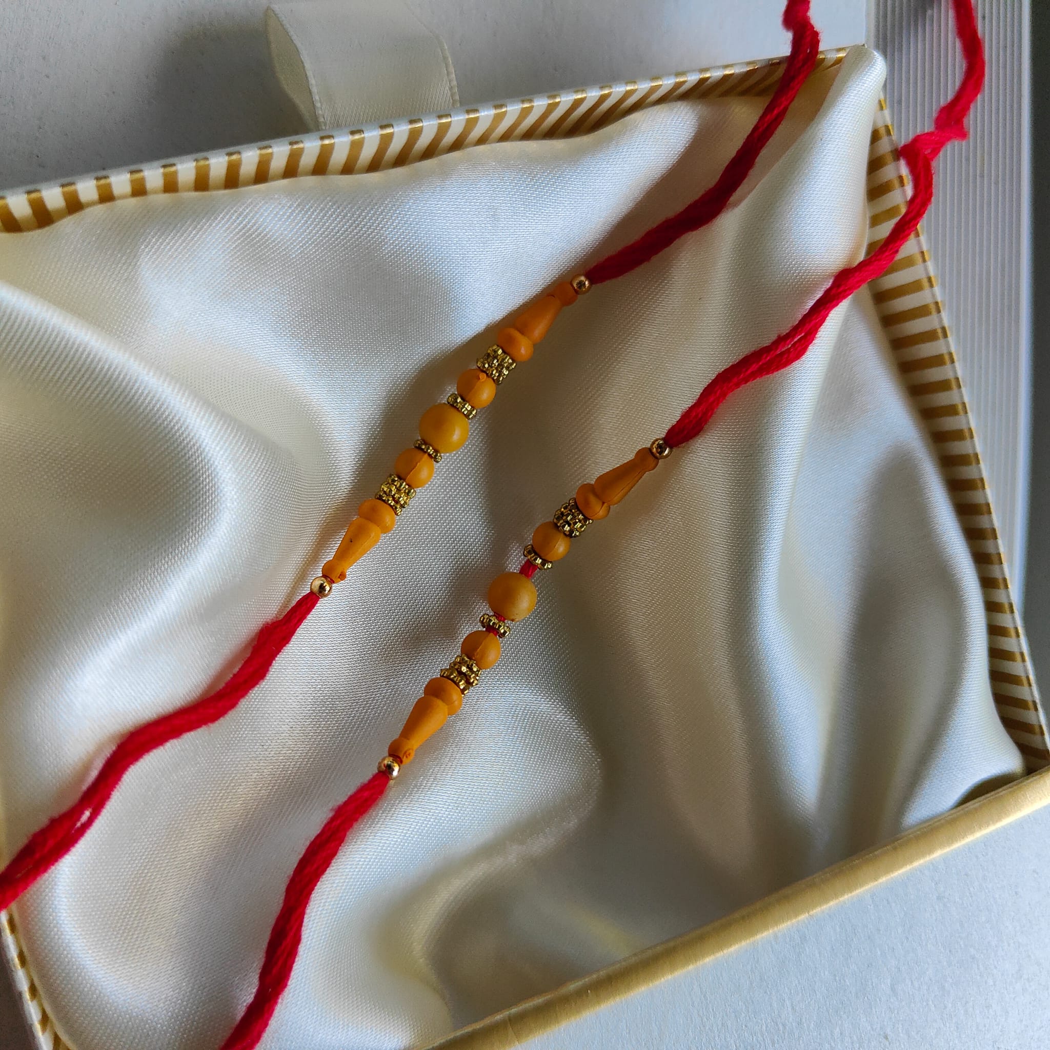 Orange Beaded Rakhi for Brother Raksha Bandhan