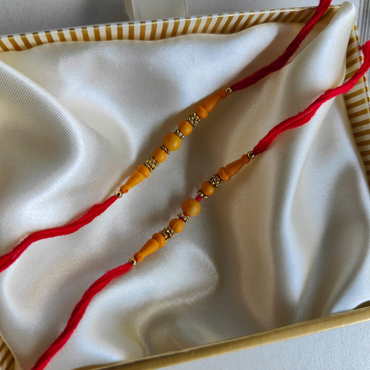 Orange Beaded Rakhi for Brother Raksha Bandhan