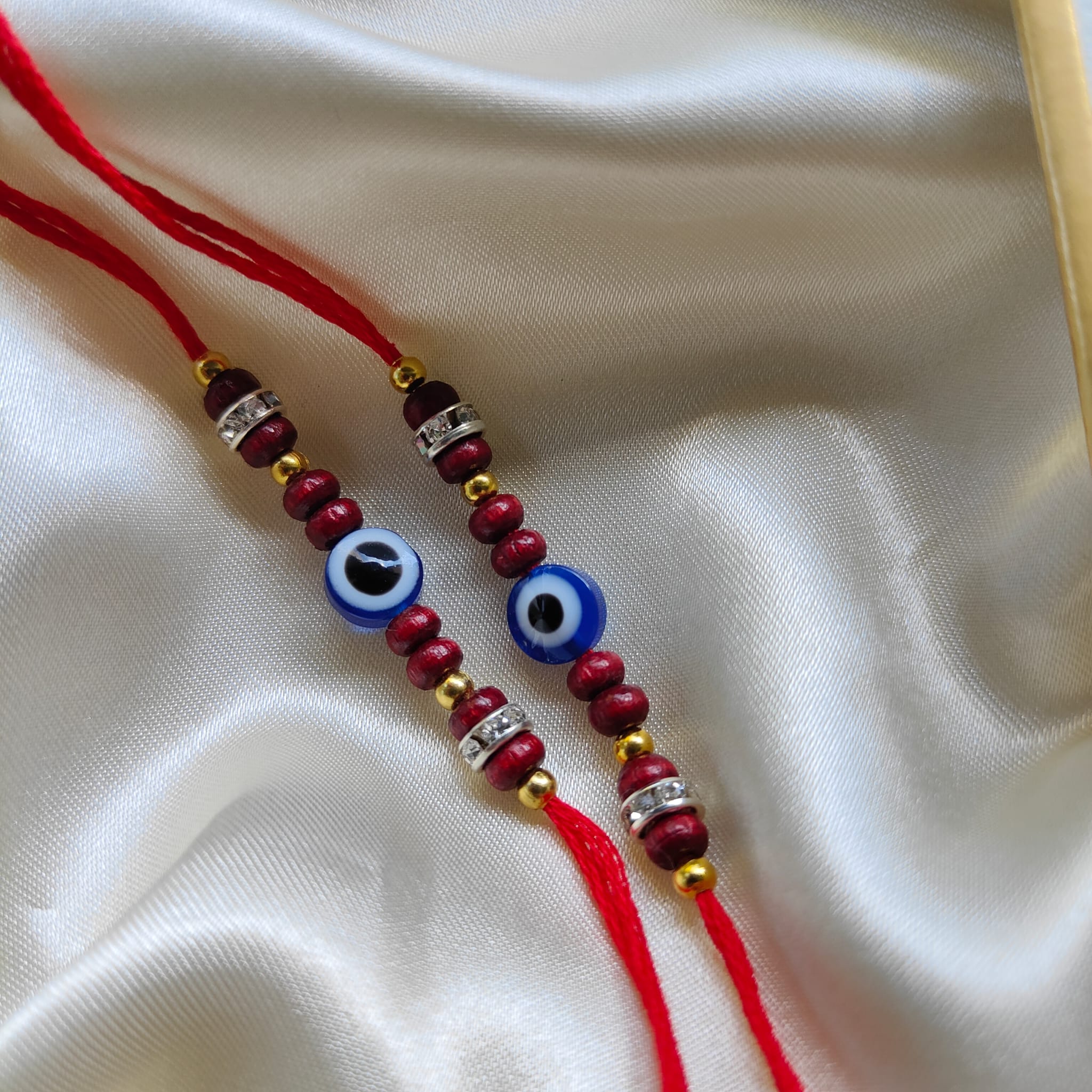 Red Sandalwood Evil Eye Zircon Rakhi for Raksha Bandha for Brother Sister