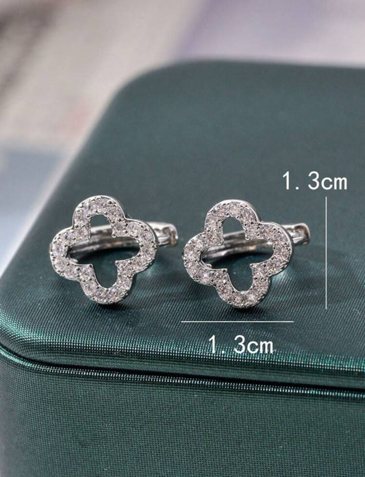 Large Clover Elegant Gold Plated Stud Earrings