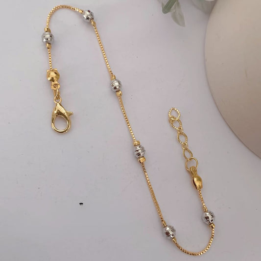 Silver ball Charm Slim Gold plated Thread Bracelet