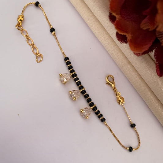 Black Bead Mangalsutra Zircon drop gold nazar Bracelet