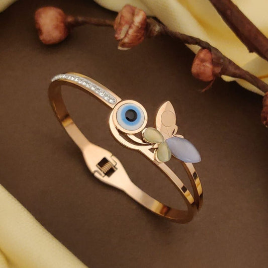 Large colourful butterfly Evil Eye Open Cuff bangle