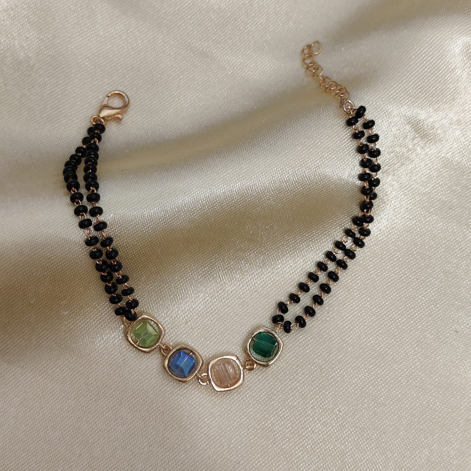 Multicolour Round Zircon Adjustable beaded Bracelet