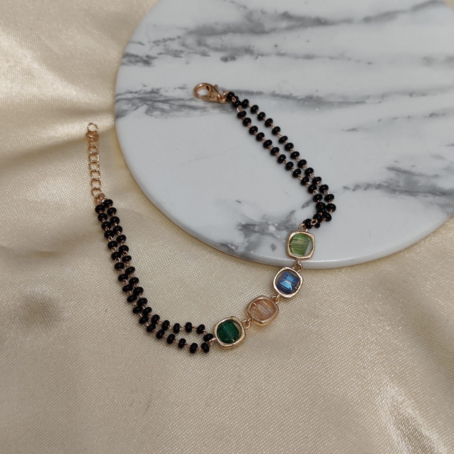 Multicolour Round Zircon Adjustable beaded Bracelet