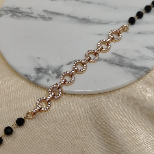 Zircon Round Chain Link beaded Adjustable Bracelet