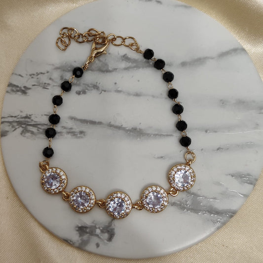 Large Round Zircon Adjustable beaded Bracelet