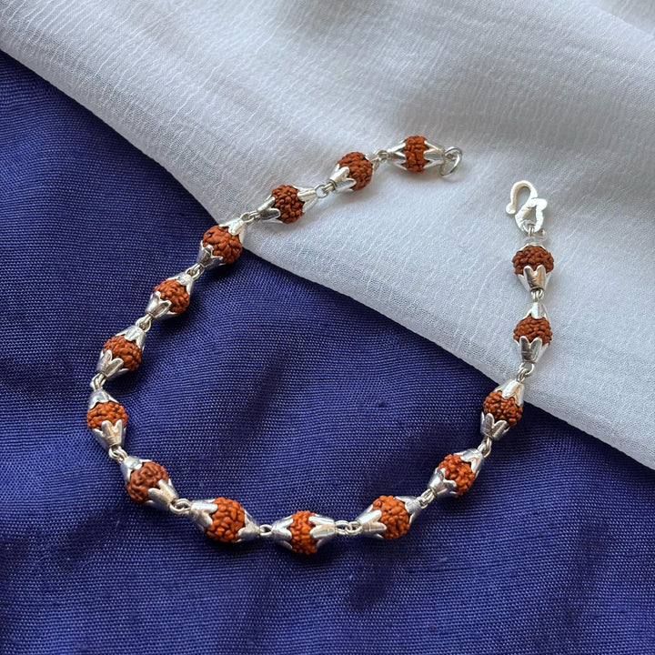 Sterling silver rudraksha hindu unsex bracelet