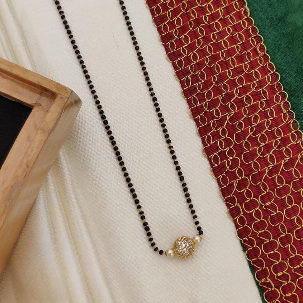 Indian Gold Plated Black Bead Everyday Mangalsutra Minimalist Nazaria Necklace