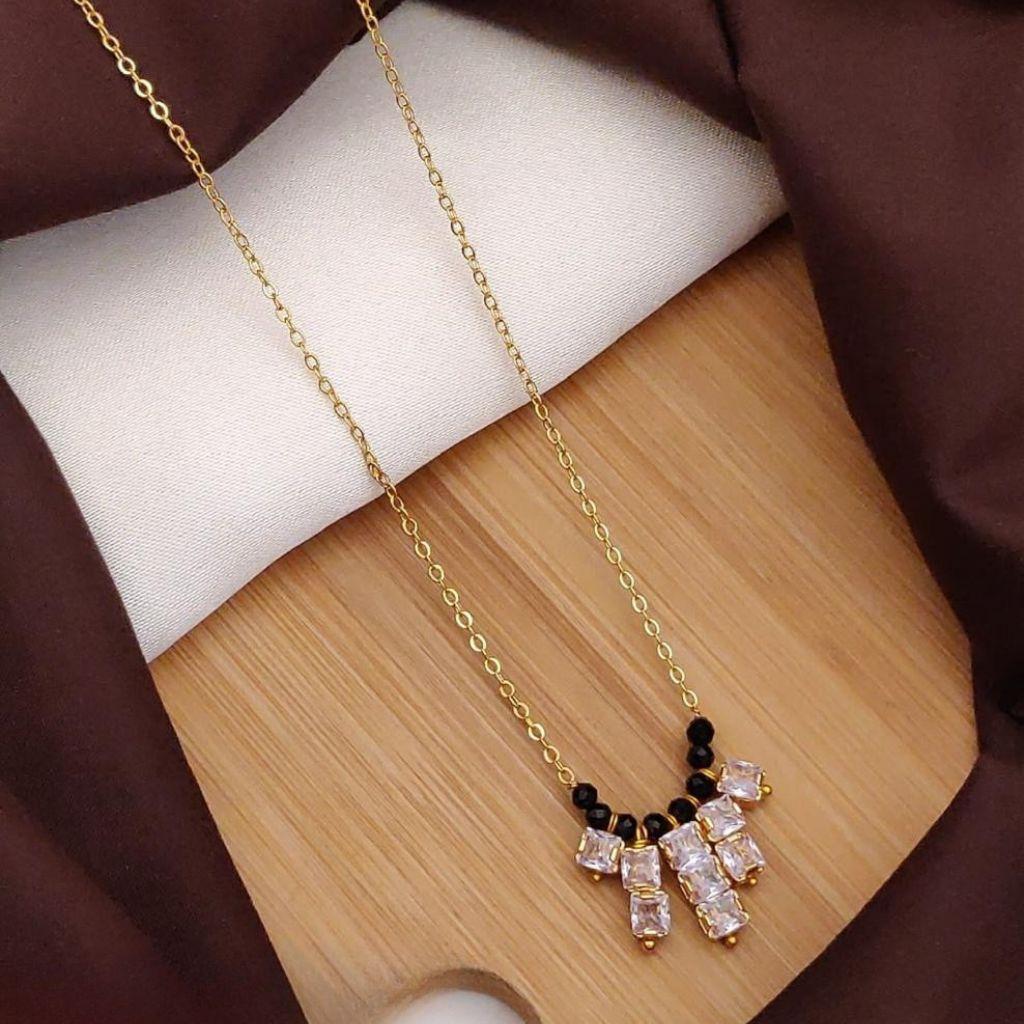 Indian Nazarian Gold Mangalsutra Stone Pendant Necklace