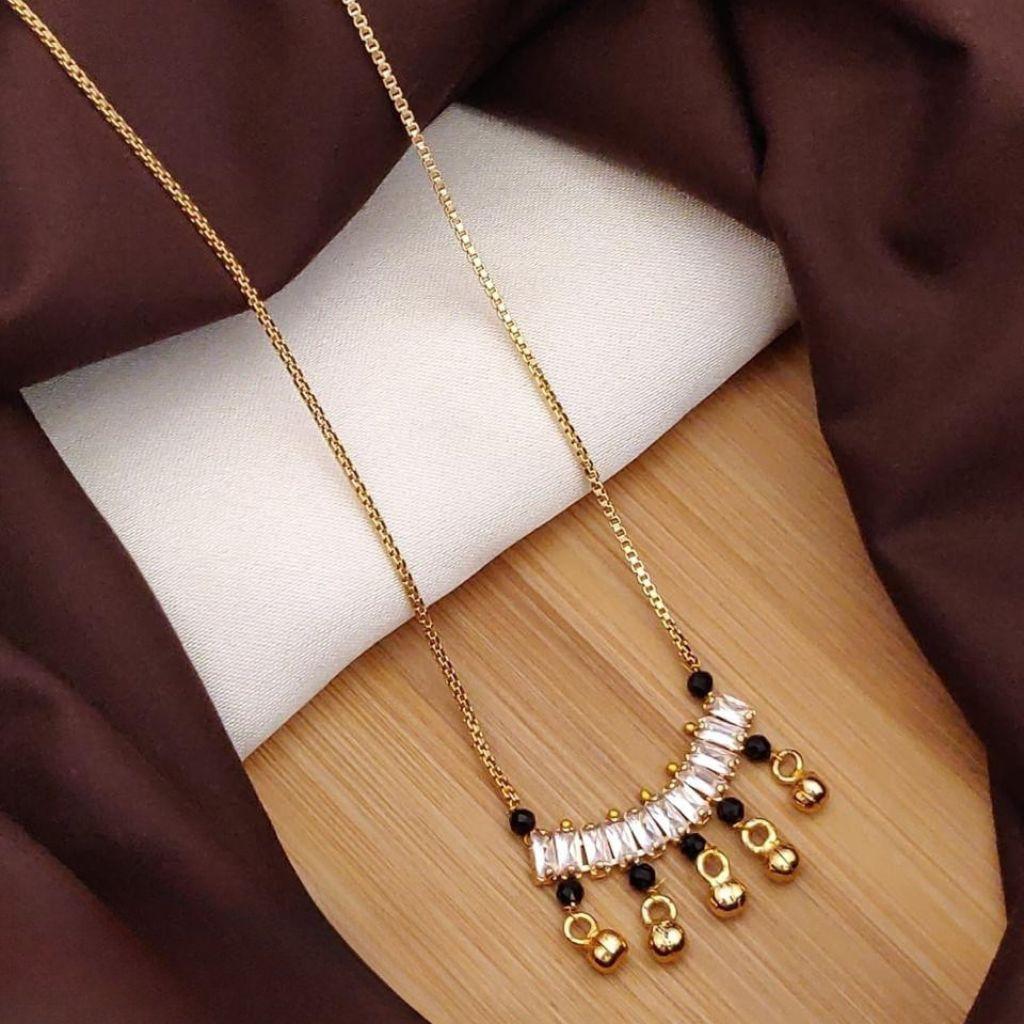 Indian Nazarian Gold Mangalsutra Stone Pendant Necklace