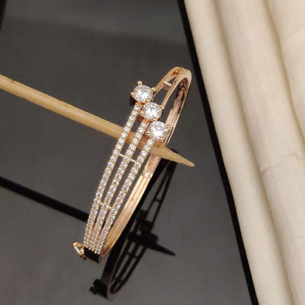 Brass three layer Zircon Luxury Wrist Bangle Bracelet
