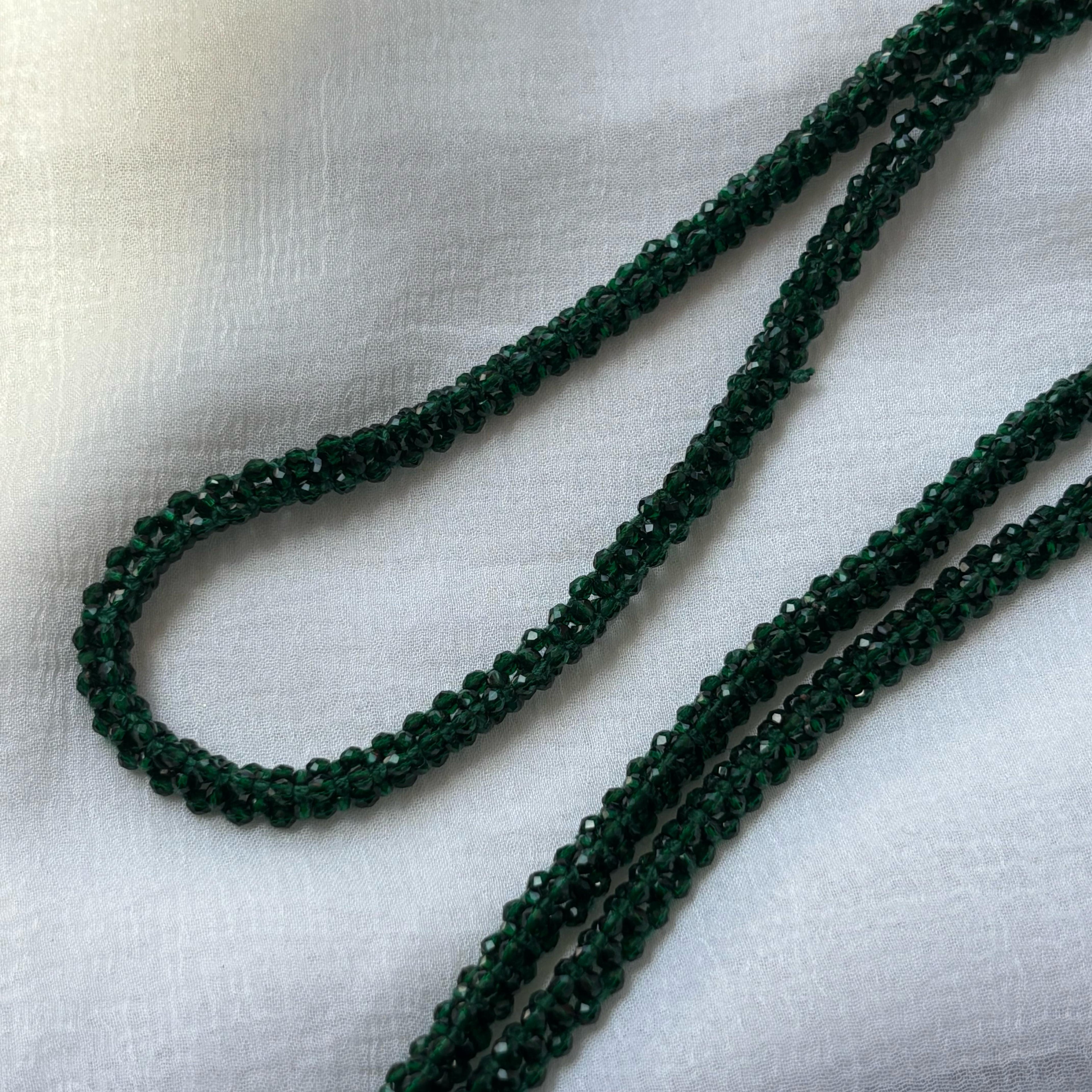 Green Glass Beaded Soft 60 cm Glass Chain Lanyard Holder