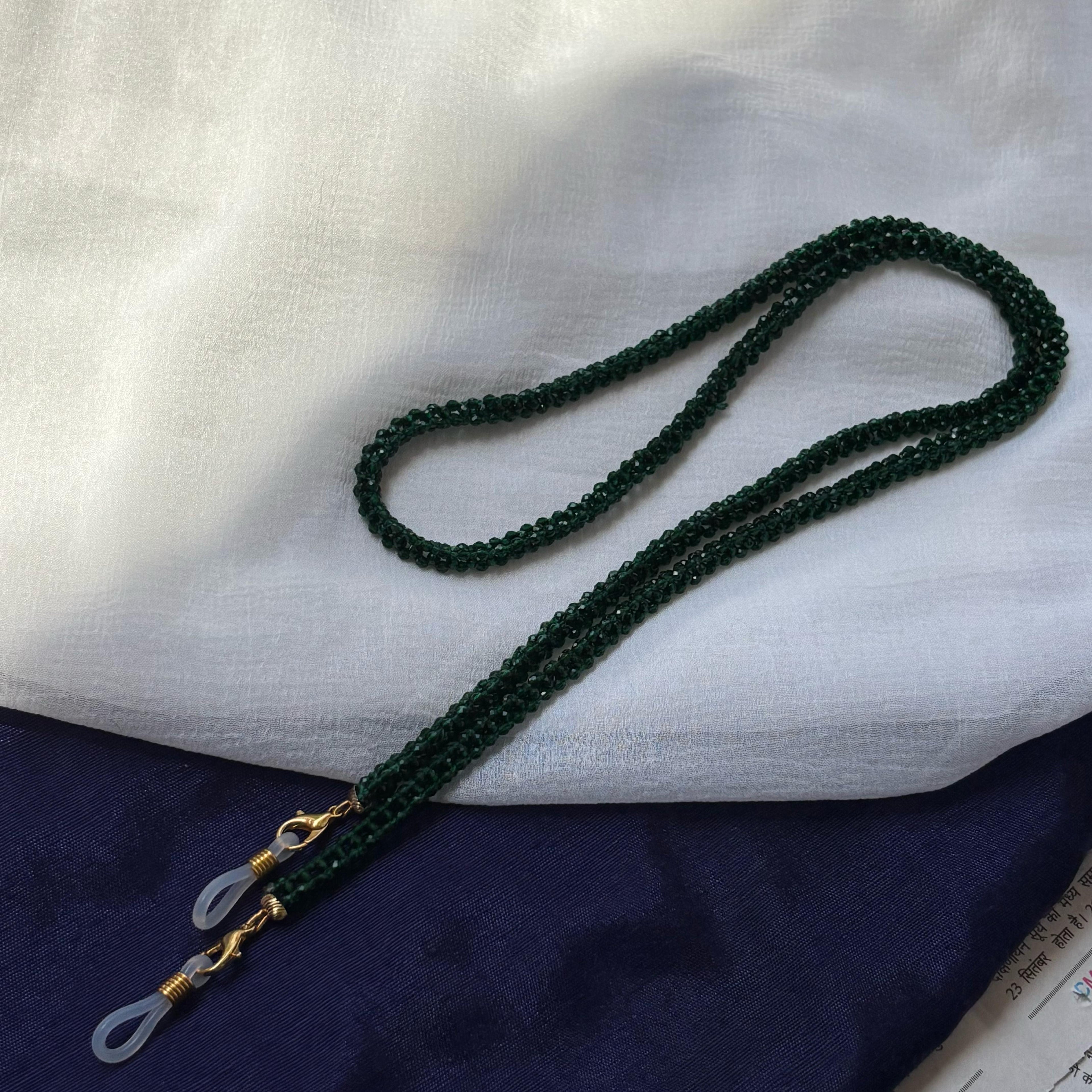 Green Glass Beaded Soft 60 cm Glass Chain Lanyard Holder