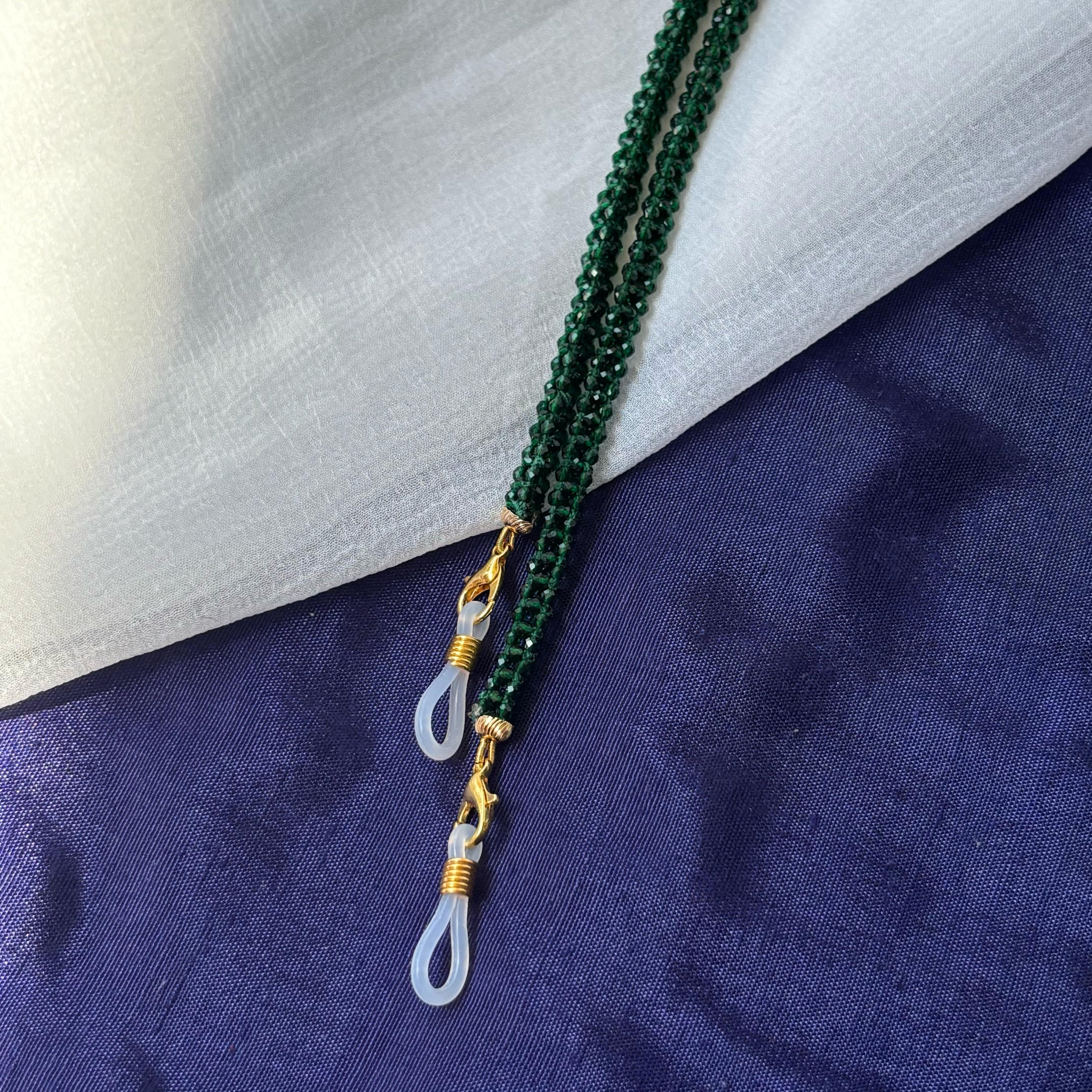 Green Glass Beaded Soft 60 cm Glass Chain Lanyard Holder