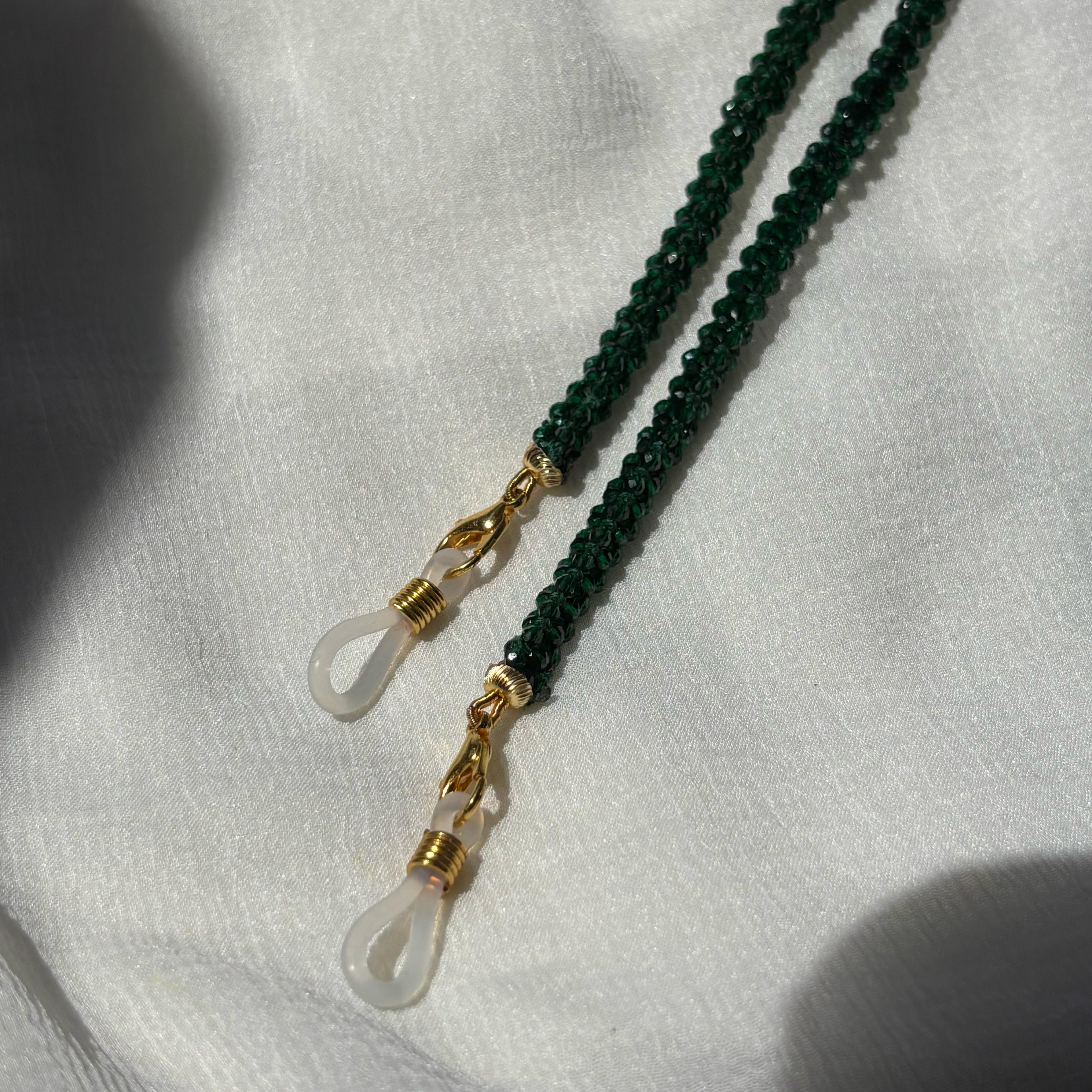 Green Glass Beaded Soft 60 cm Glass Chain Lanyard Holder