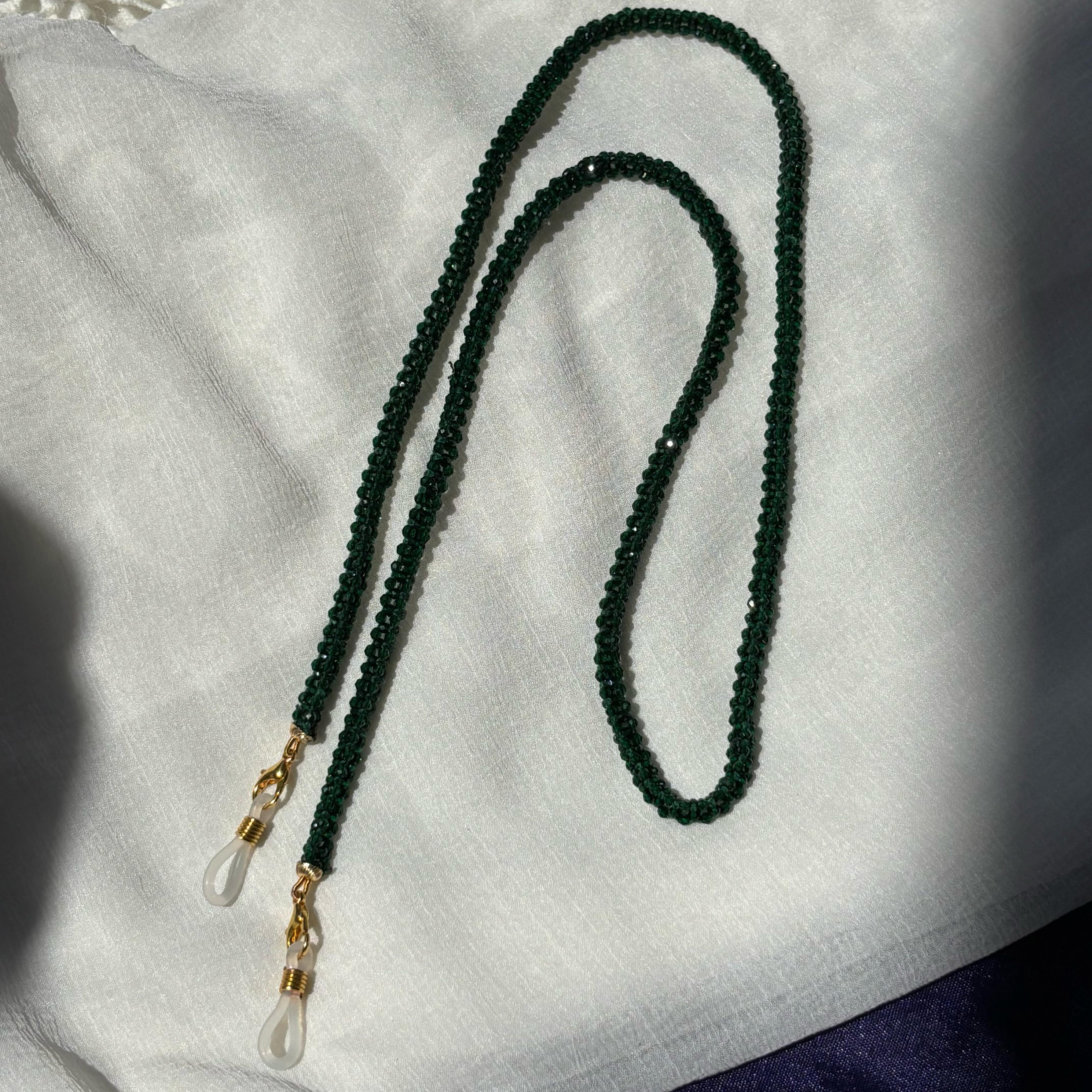 Green Glass Beaded Soft 60 cm Glass Chain Lanyard Holder