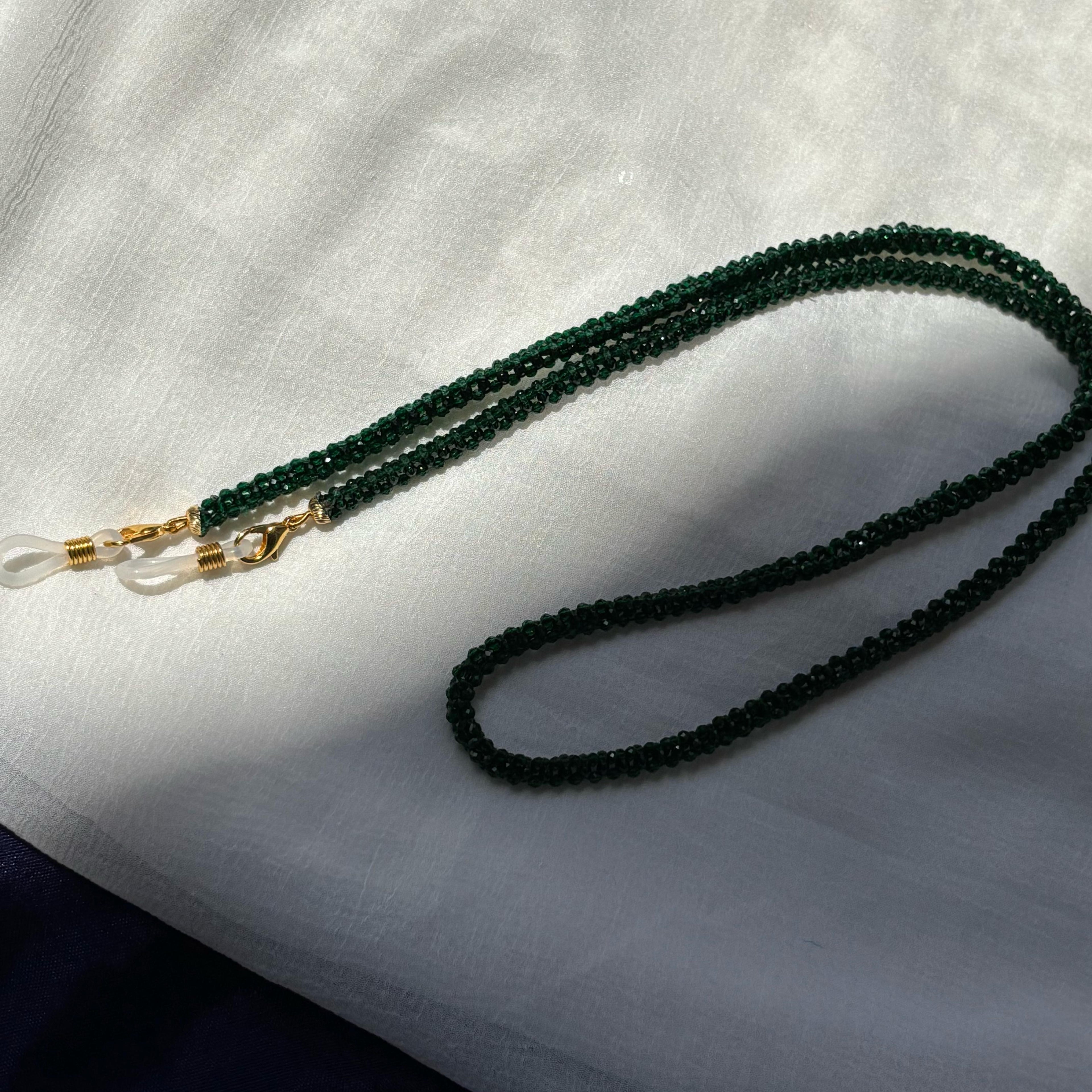 Green Glass Beaded Soft 60 cm Glass Chain Lanyard Holder