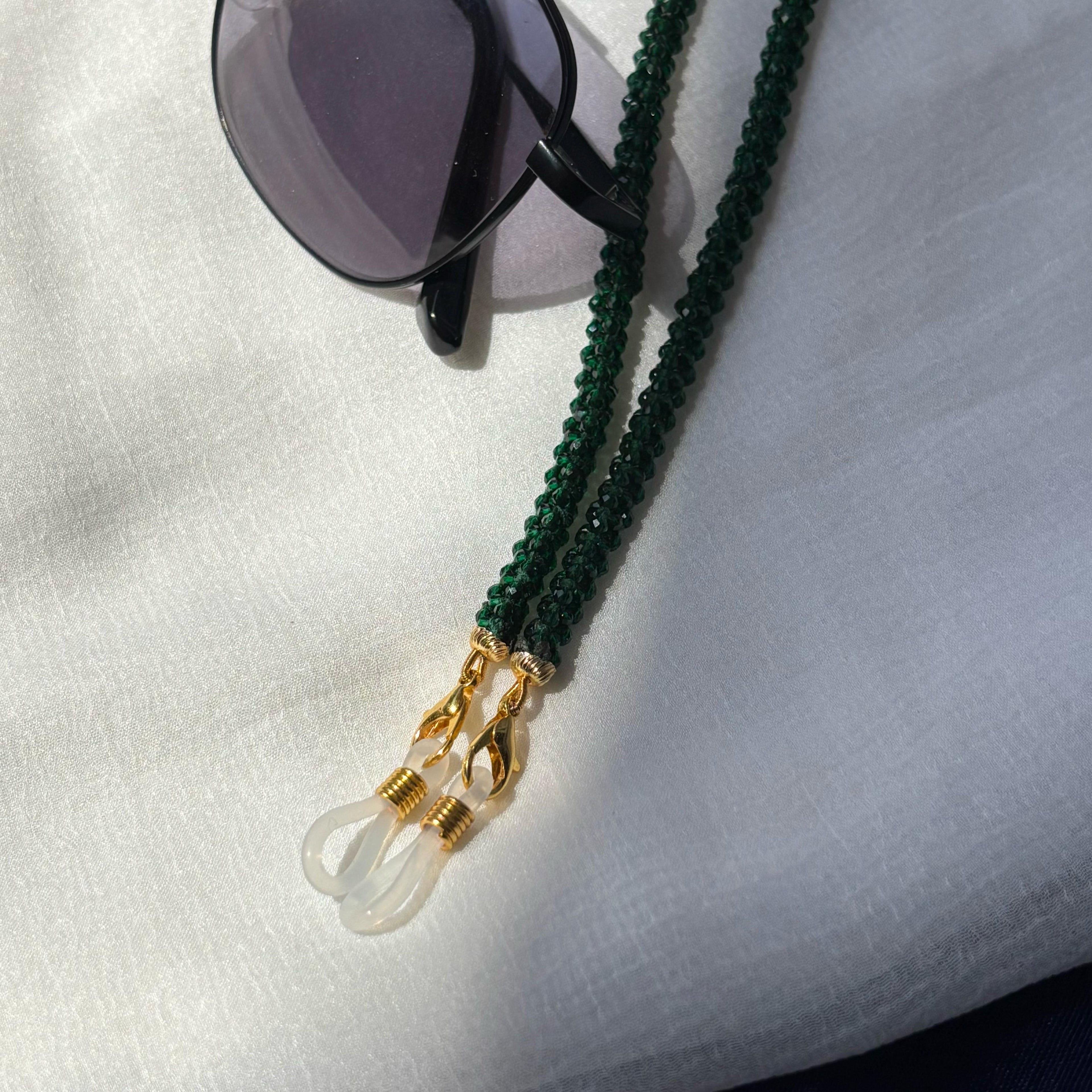 Green Glass Beaded Soft 60 cm Glass Chain Lanyard Holder