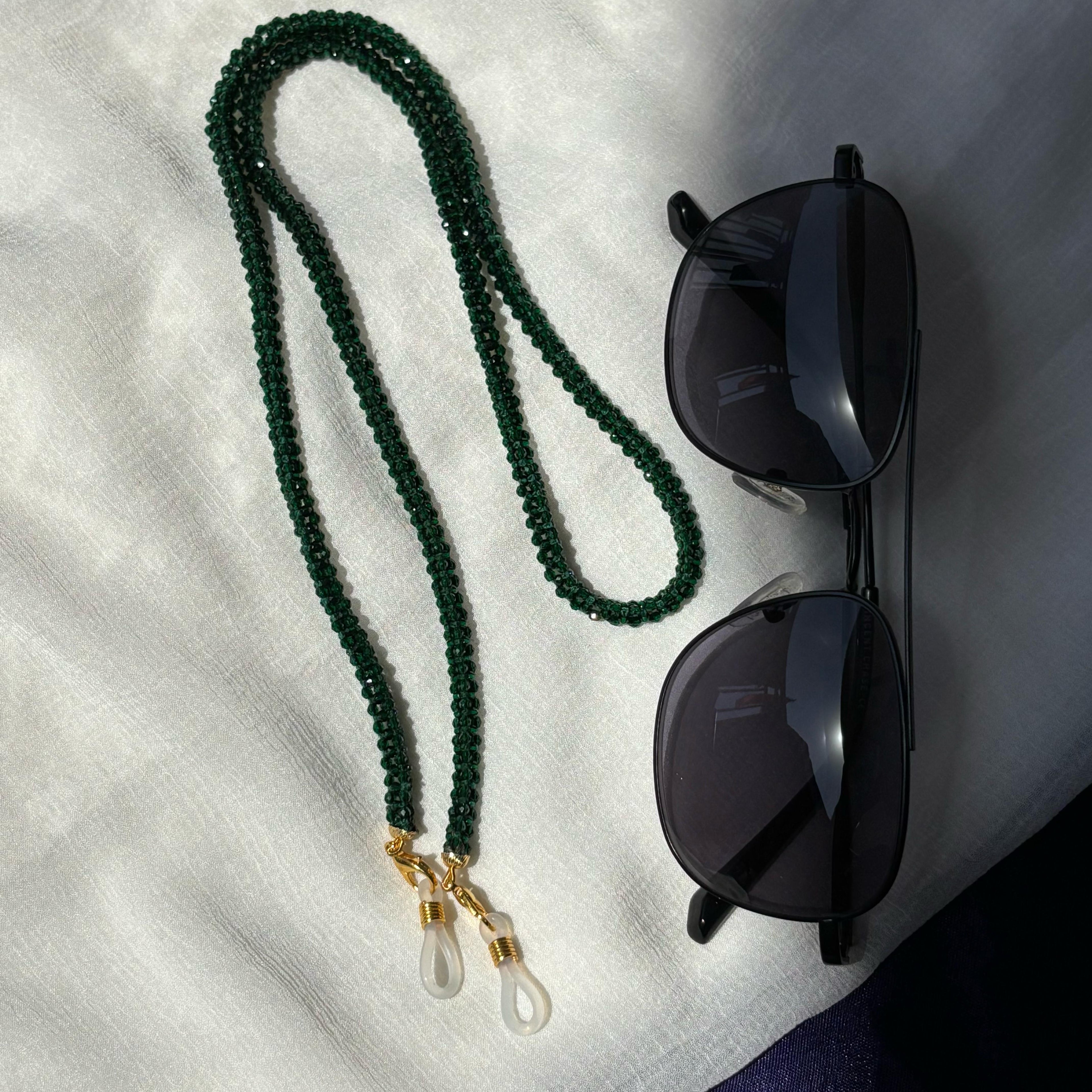 Green Glass Beaded Soft 60 cm Glass Chain Lanyard Holder