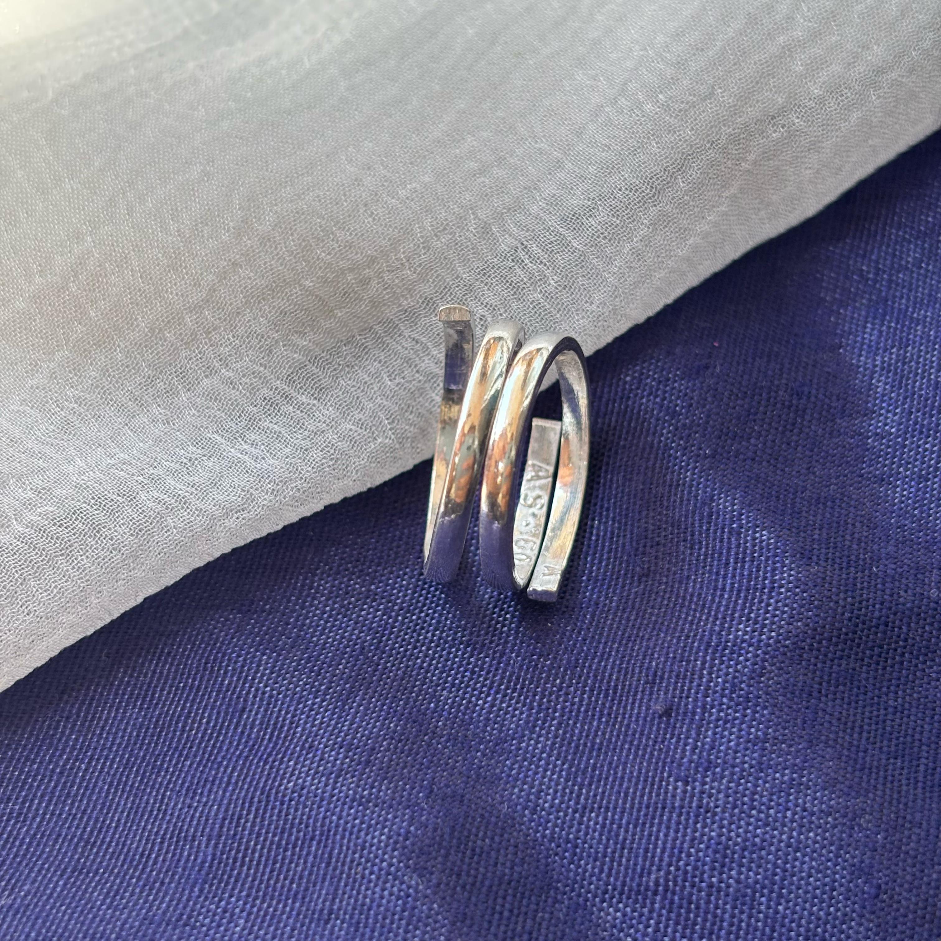 Adjustable Plain Pure Silver Slim Unisex Stacking Band Cuff Ring