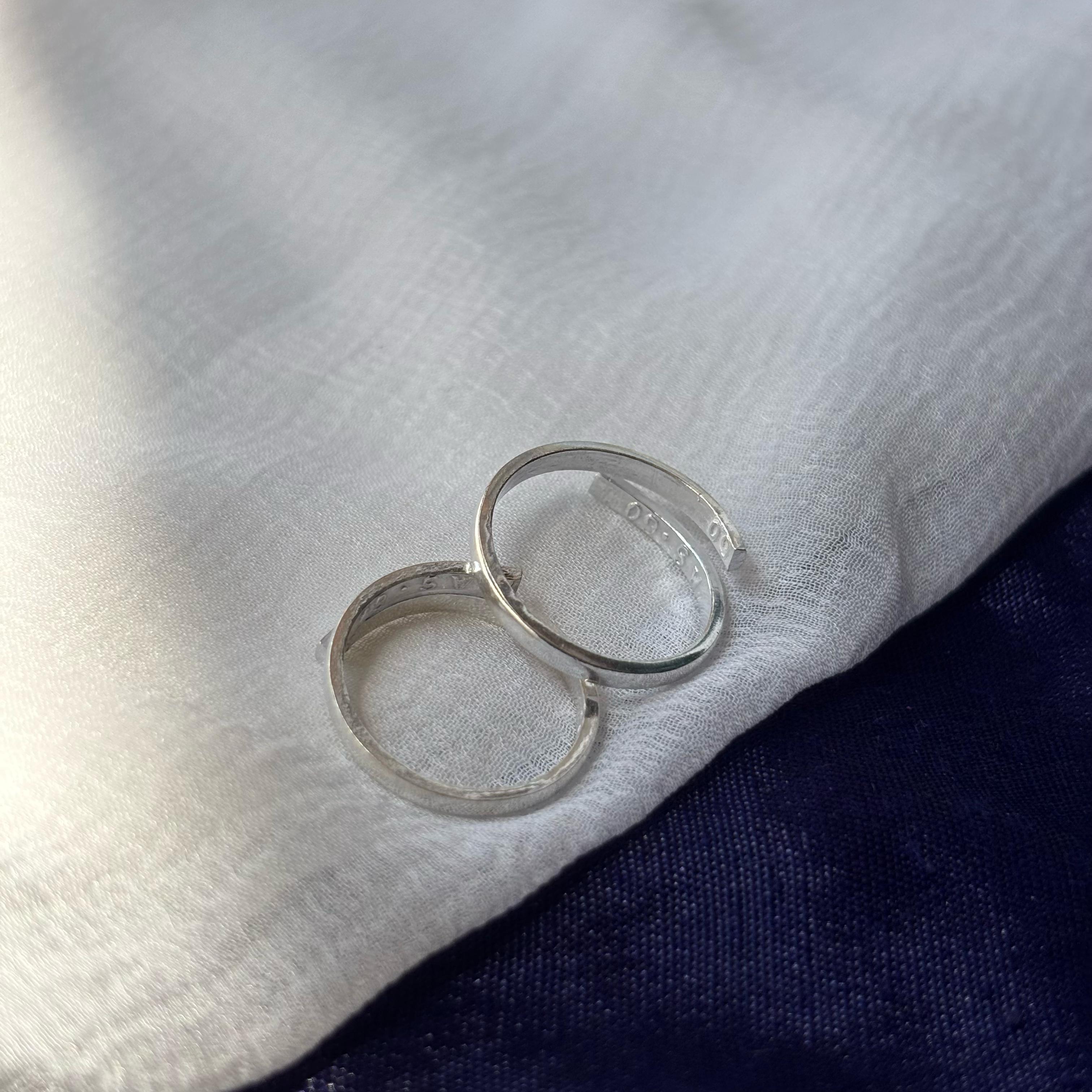 Adjustable Plain Pure Silver Slim Unisex Stacking Band Cuff Ring