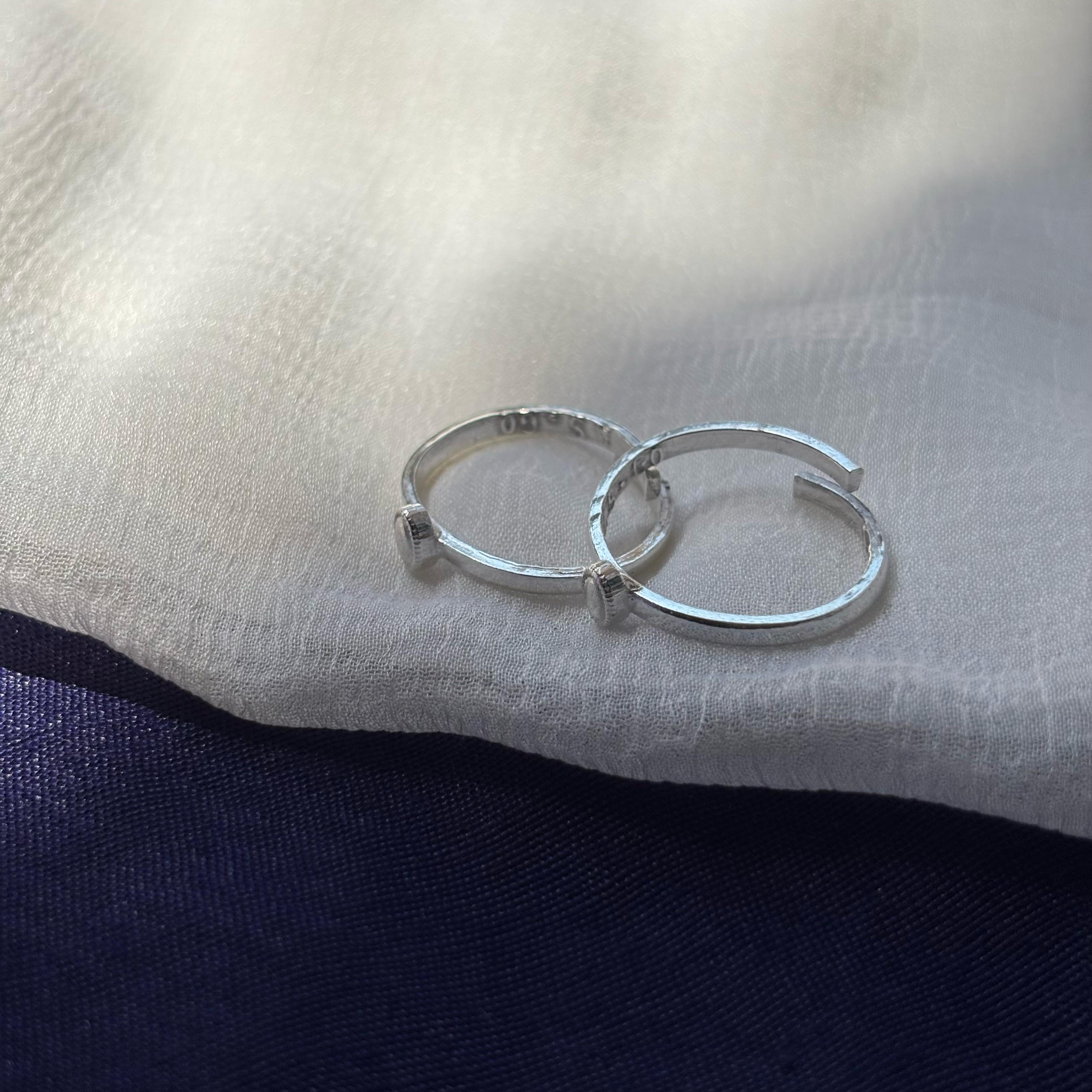 Pure Silver Adjustable Slim Silver Bohemian Bichiya Toe Ring