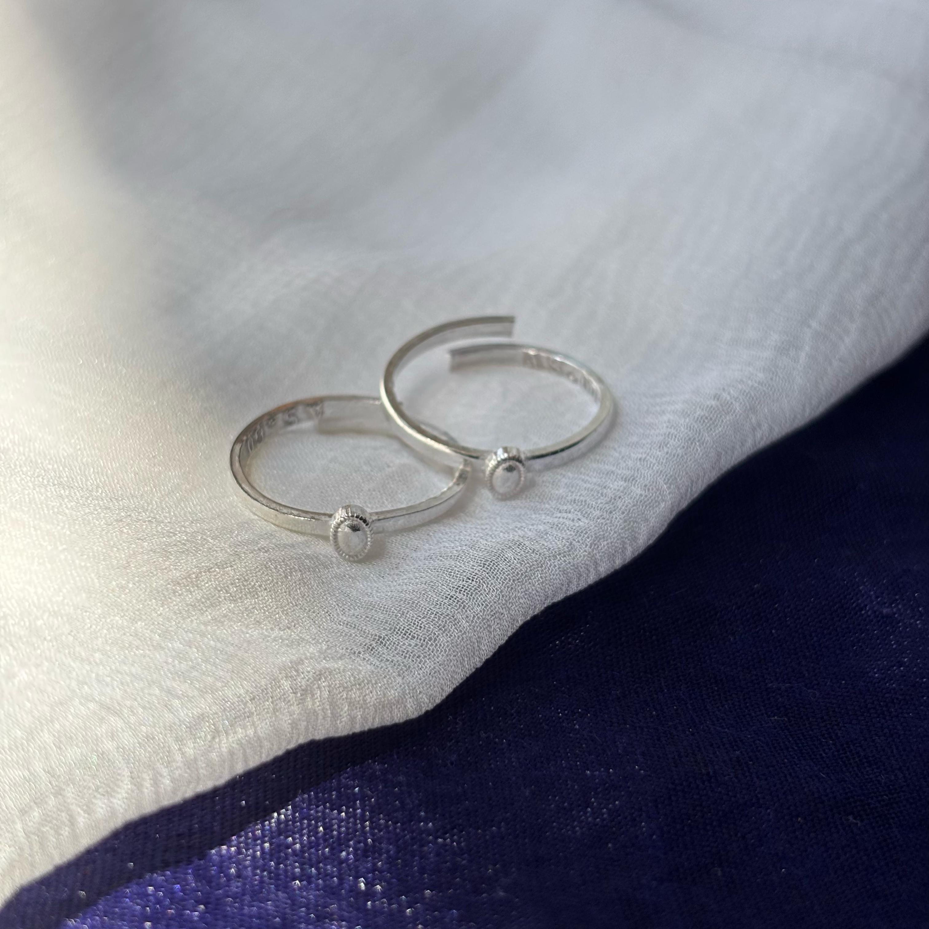 Pure Silver Adjustable Slim Silver Bohemian Bichiya Toe Ring
