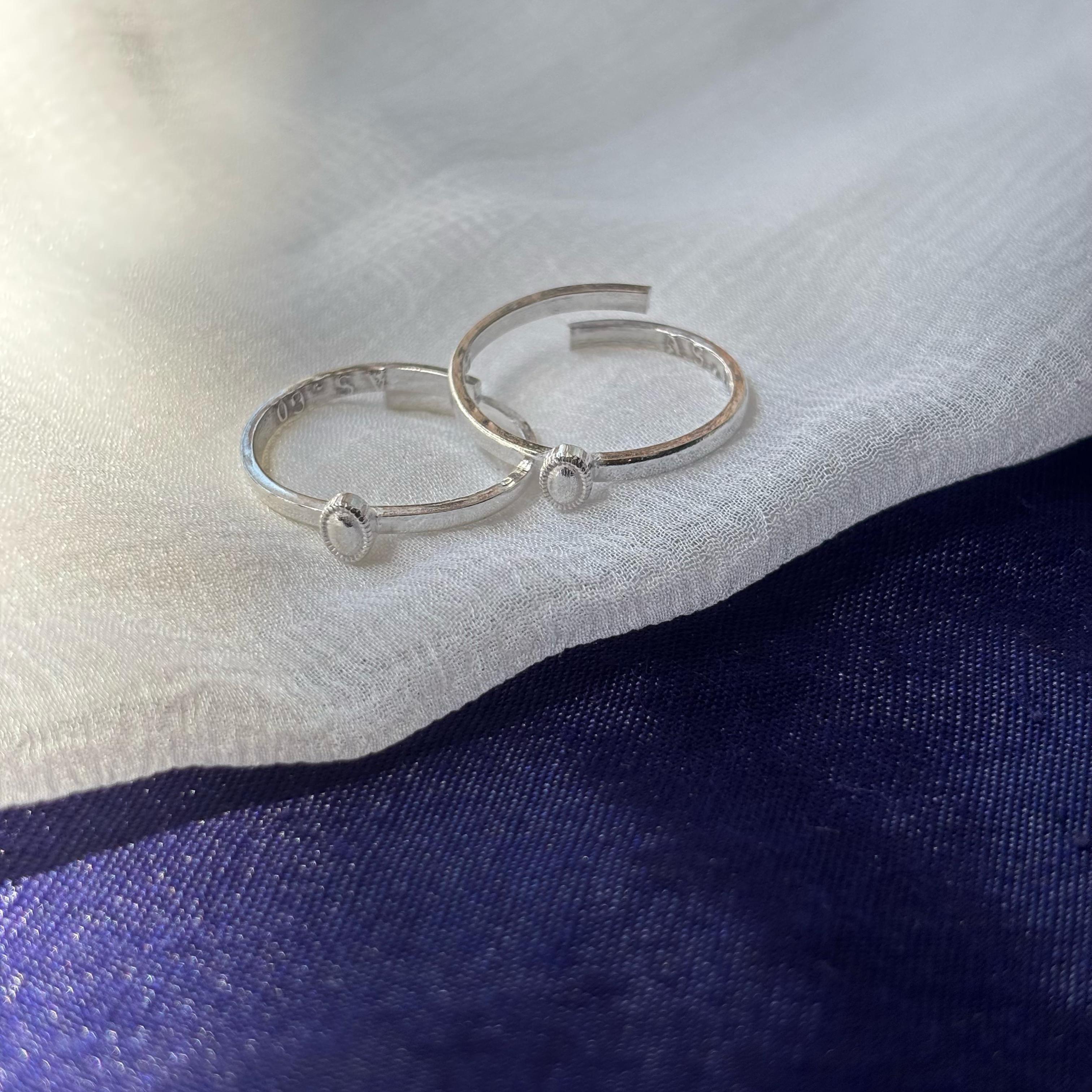 Pure Silver Adjustable Slim Silver Bohemian Bichiya Toe Ring