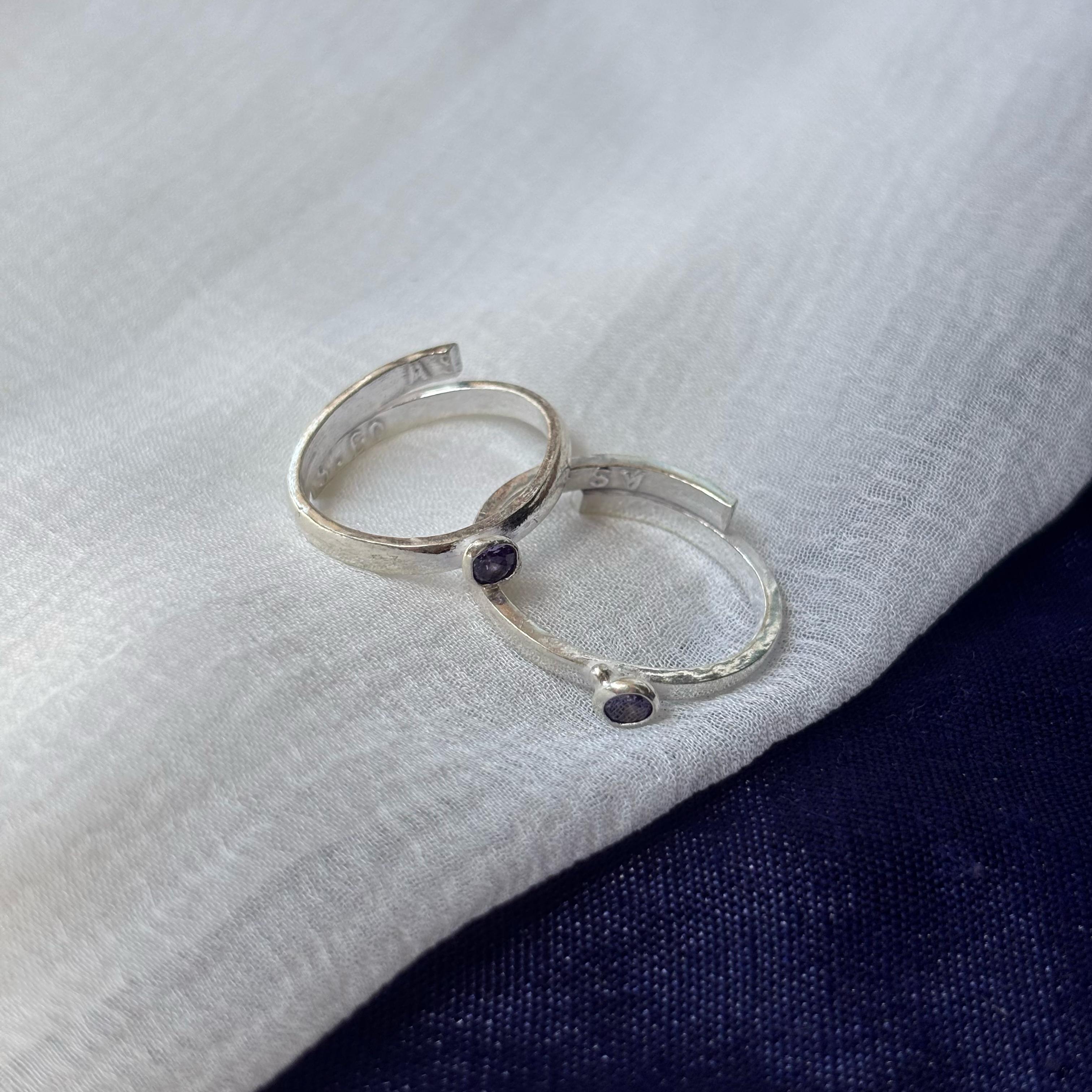 Purple Stone Pure Silver Adjustable Bichiya Toe Ring