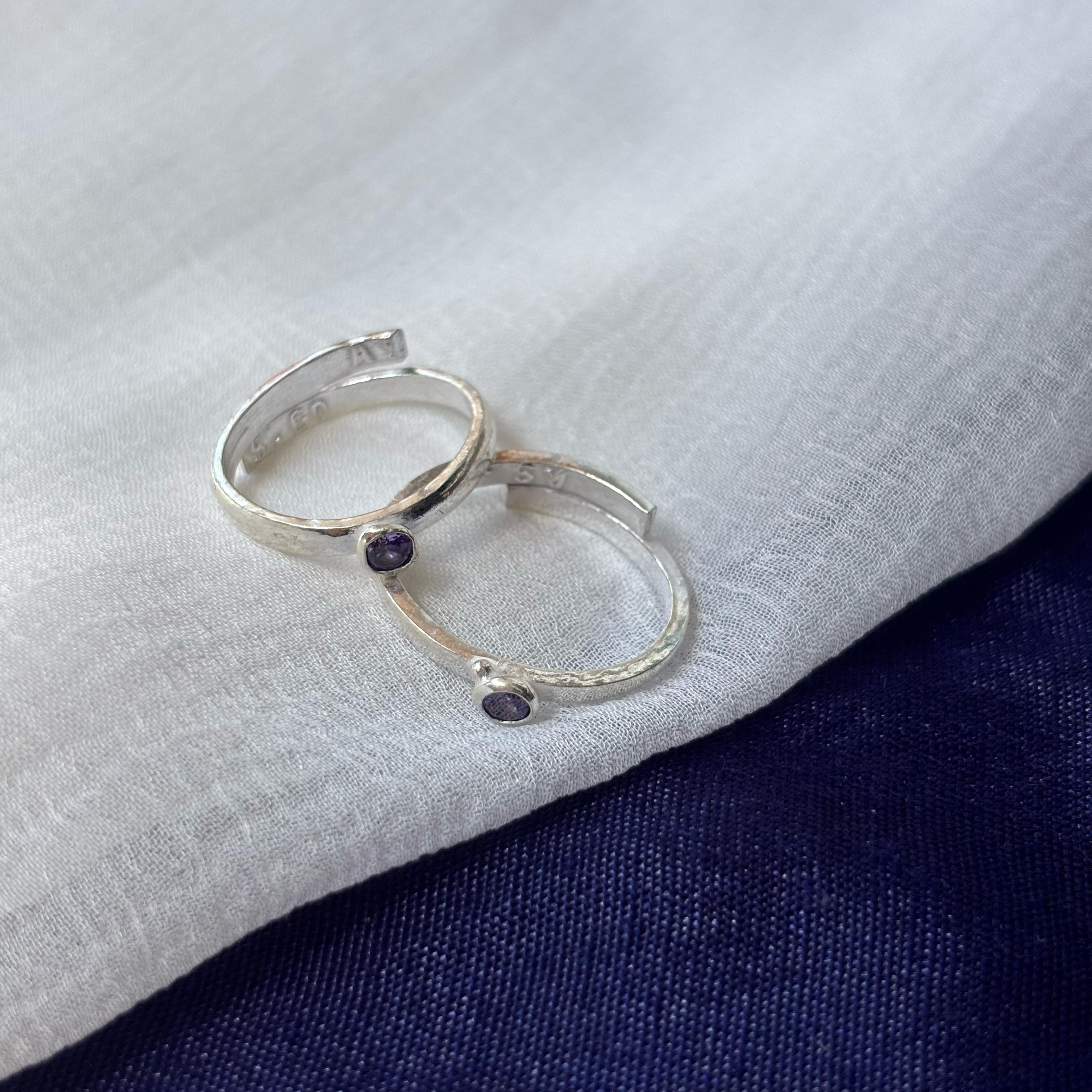 Purple Stone Pure Silver Adjustable Bichiya Toe Ring