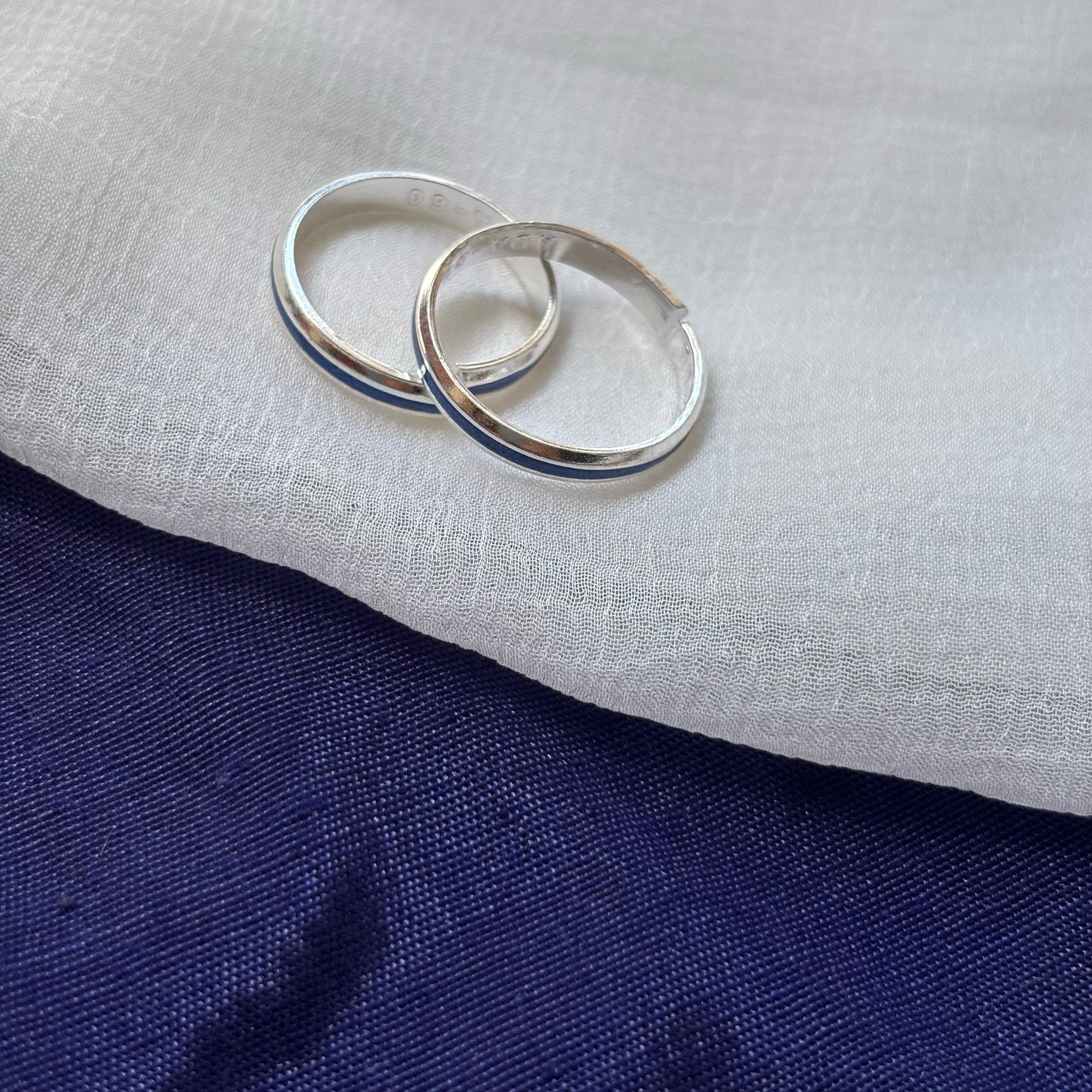 Pure Silver Blue Bohemian Indian Bichiya Slim Toe Ring